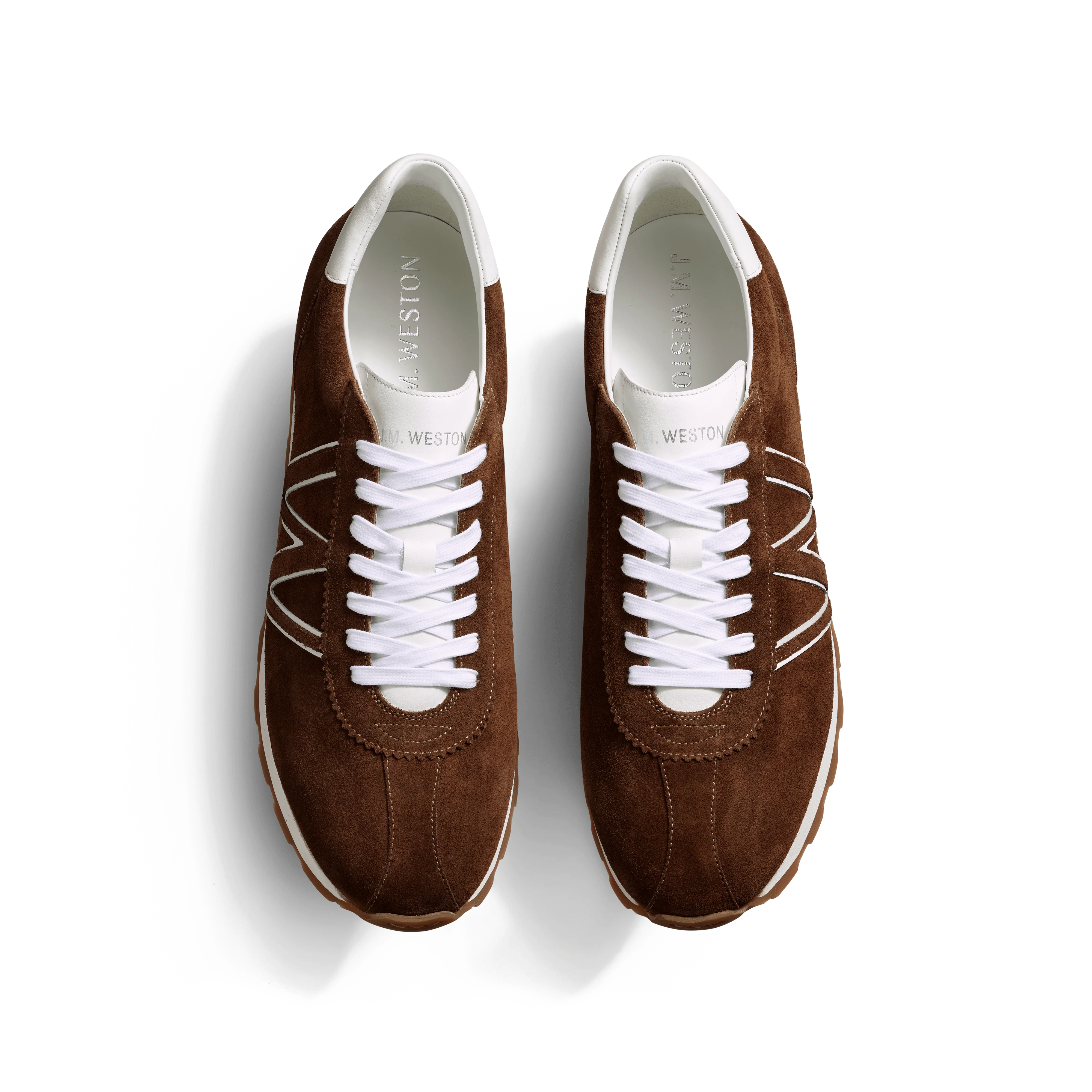 Basket On My Way [Homme cuir veau velours marron glacé & cuir veau sport blanc] - Image 3