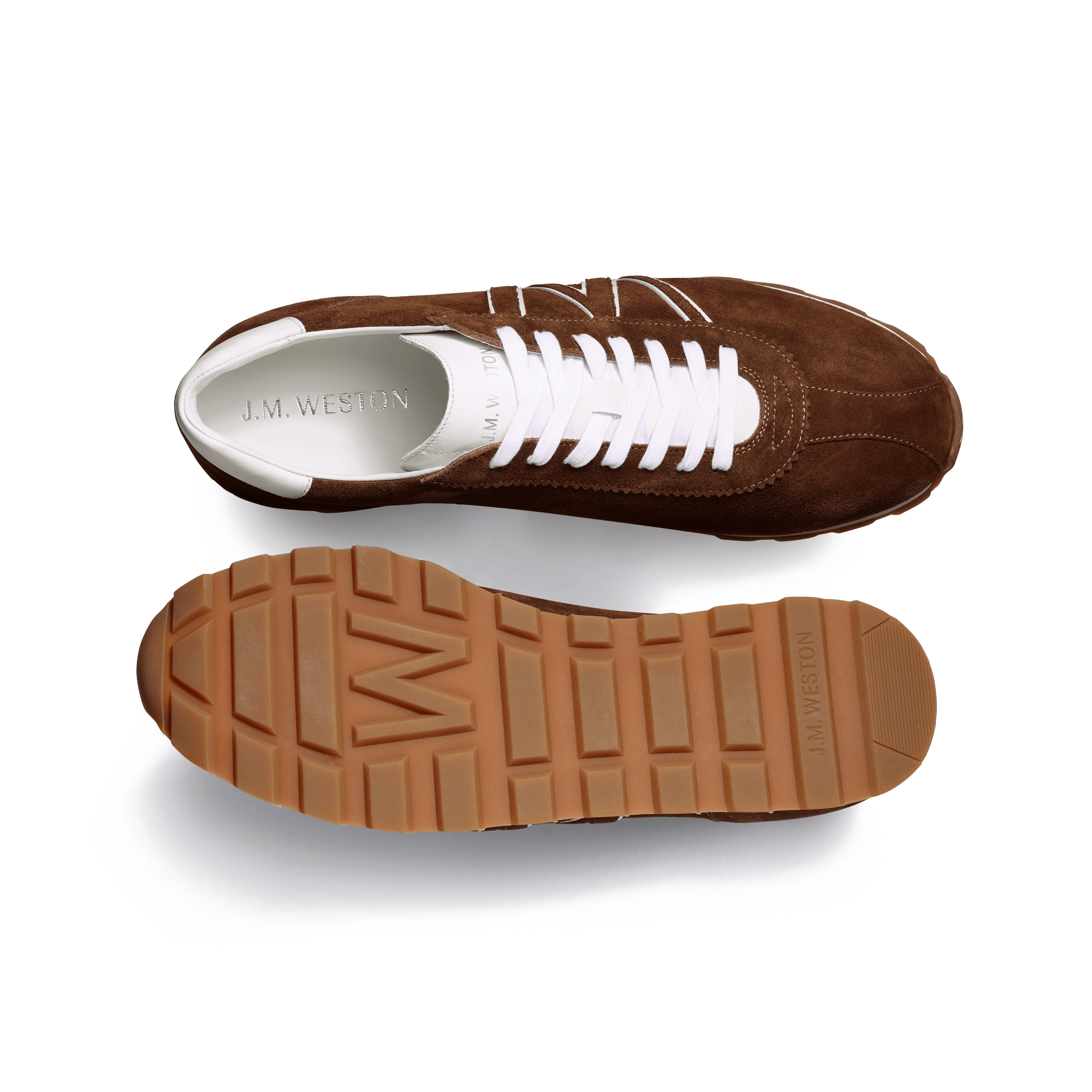 Basket On My Way [Homme cuir veau velours marron glacé & cuir veau sport blanc] - Image 4