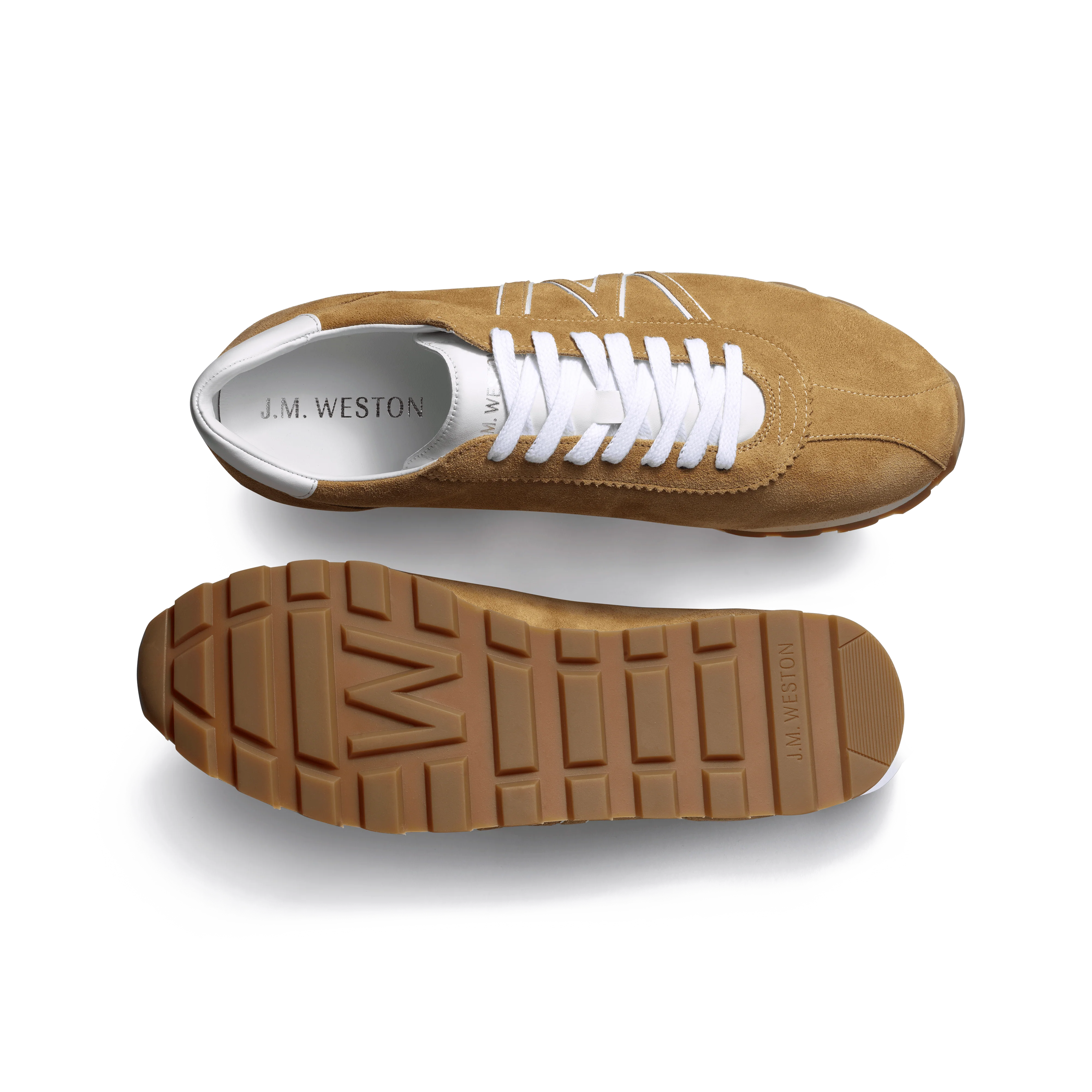 Basket On My Way [cuir veau velours sable & details cuir veau sport blanc] - Image 4