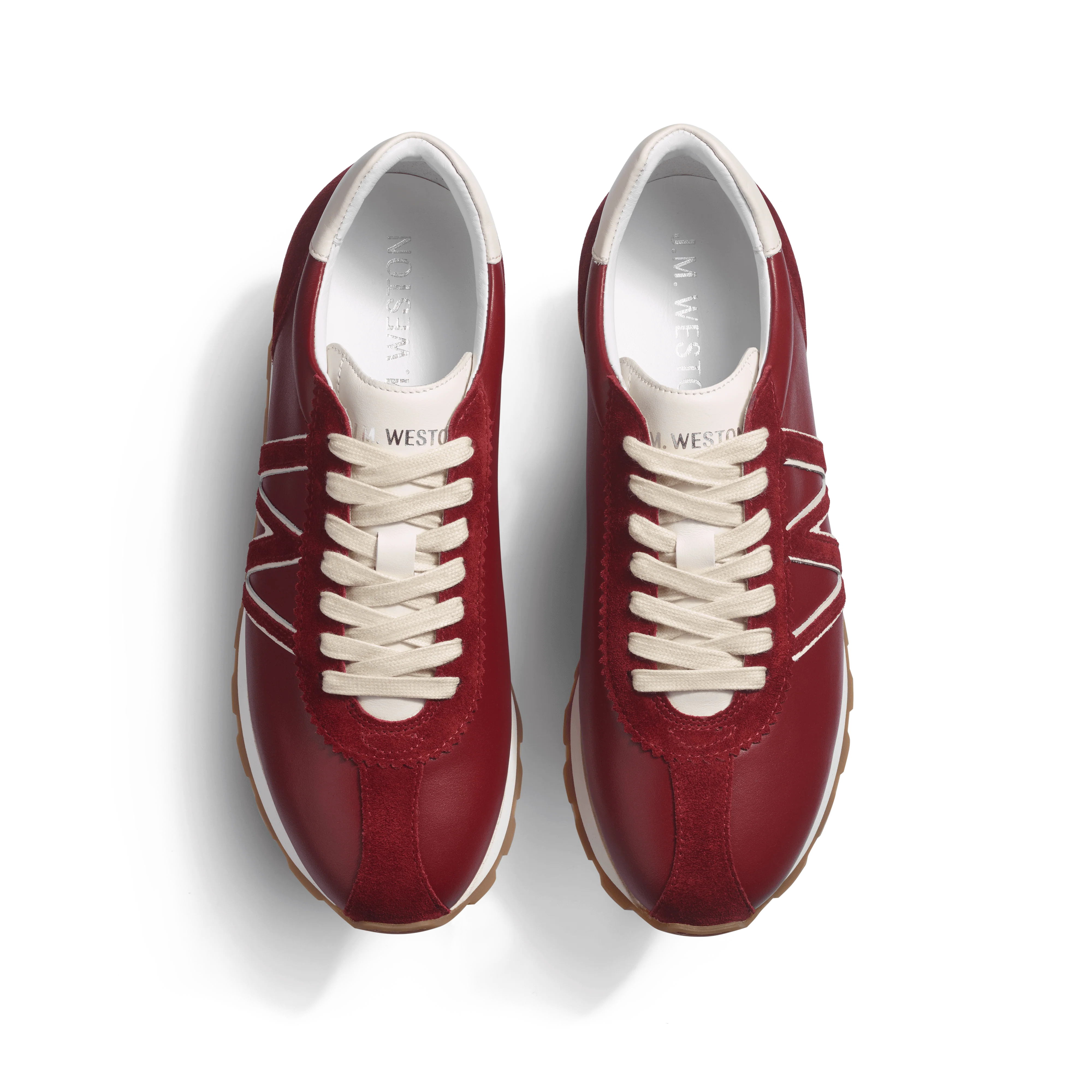 Basket On My Way [femme cuir veau sport bordeaux & blanc, cuir veau velours bordeaux] - Image 3