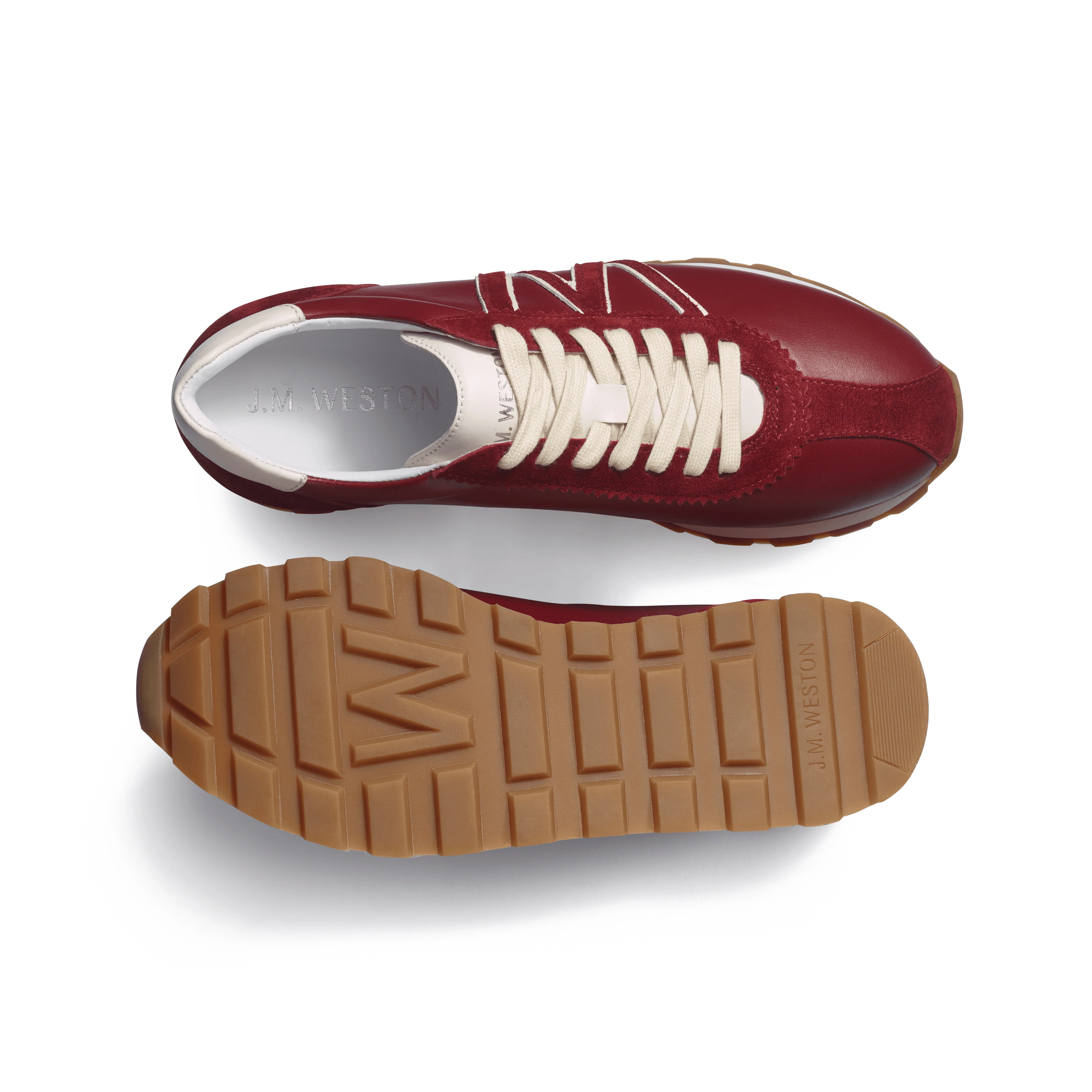Basket On My Way [femme cuir veau sport bordeaux & blanc, cuir veau velours bordeaux] - Image 4