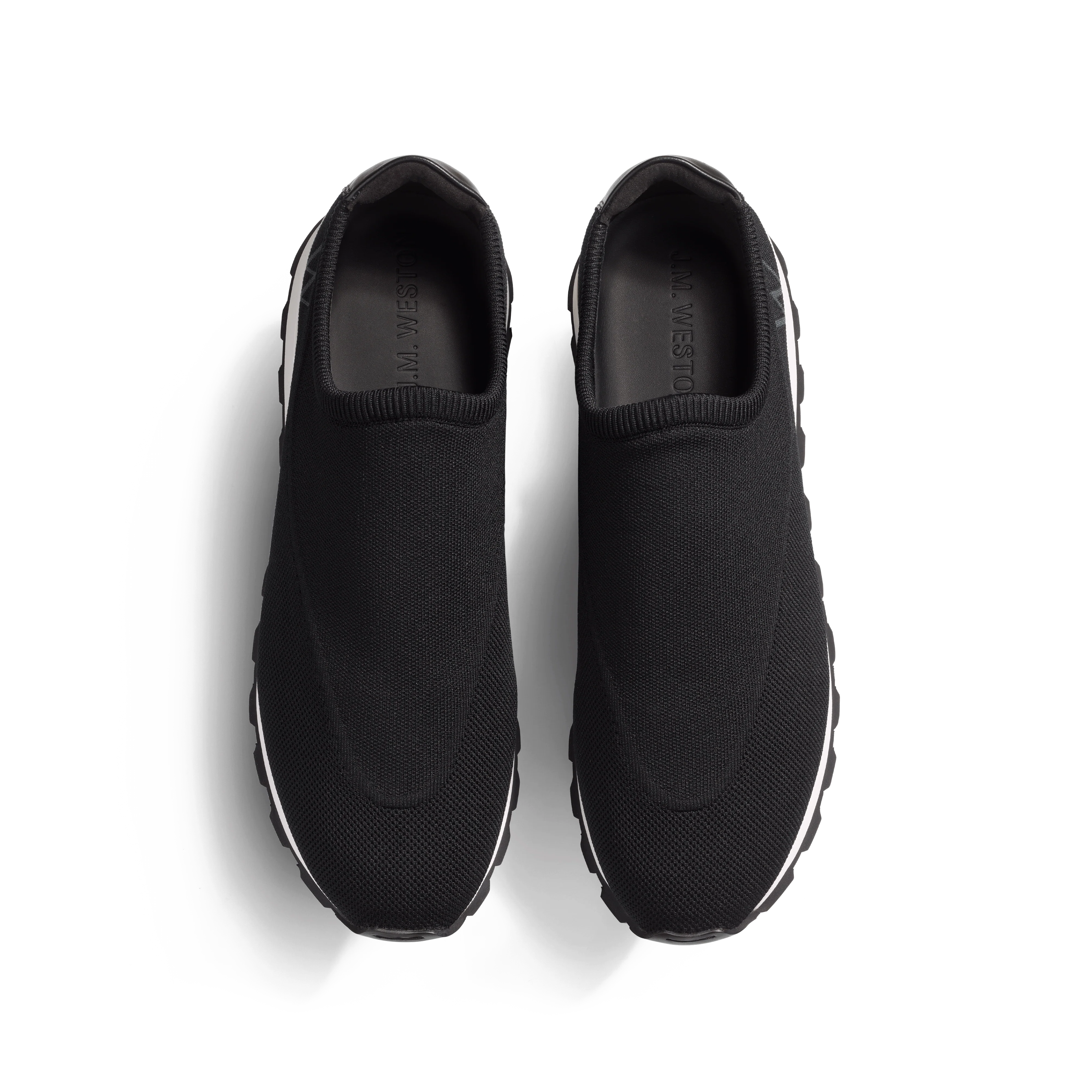 Basket On My Way Full Knit [homme cuir veau sport noir et maille knit noir et signature W gris] - Image 3