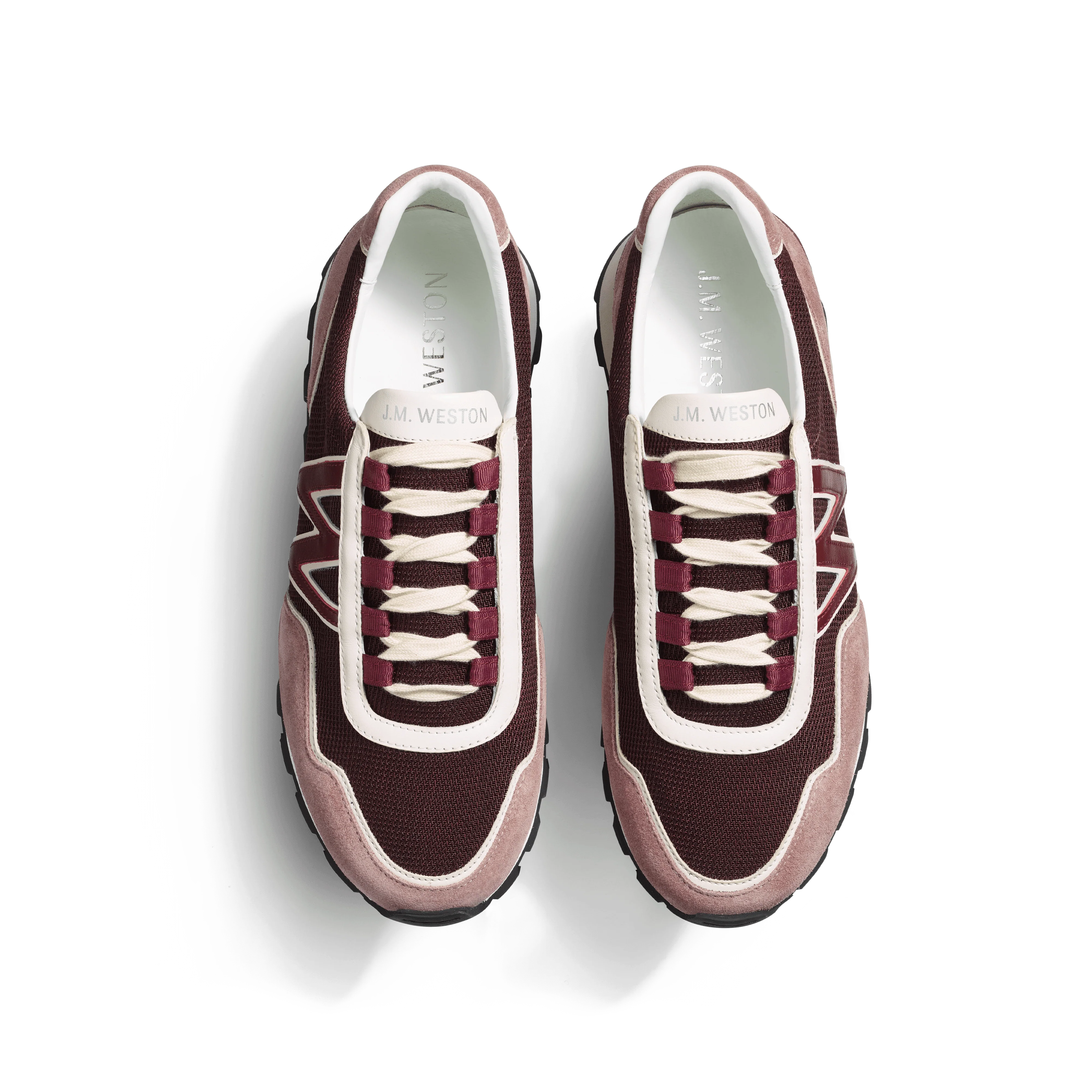 Basket On My Way Ghillies [femme maille nylon bordeaux cuir velours mauve & cuir veau sport bordeaux & blanc] - Image 3