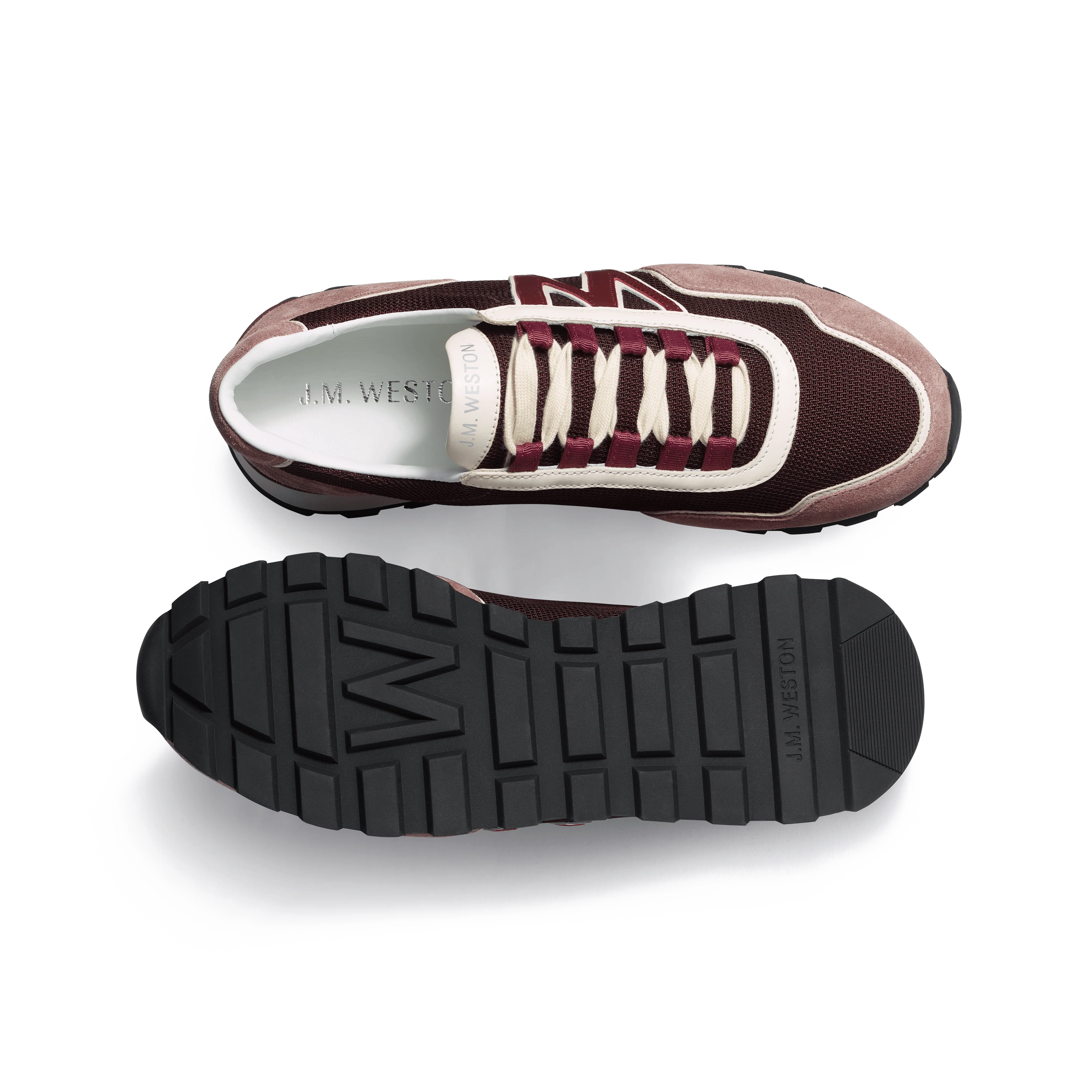 Basket On My Way Ghillies [femme maille nylon bordeaux cuir velours mauve & cuir veau sport bordeaux & blanc] - Image 4