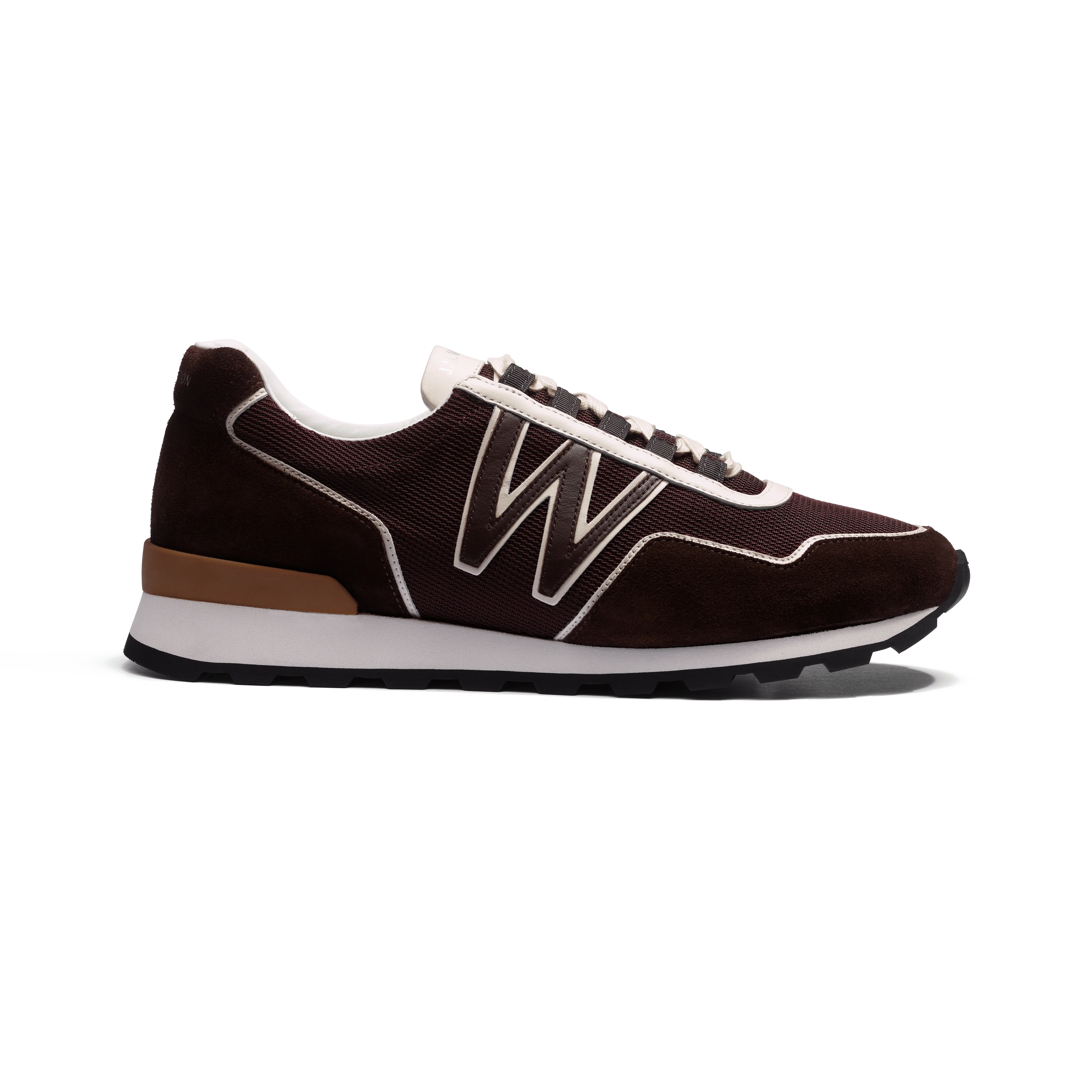 Basket On My Way Ghillies [homme Maille nylon bordeaux & cuir velours marron foncé détails en cuir veau sport blanc & marron]