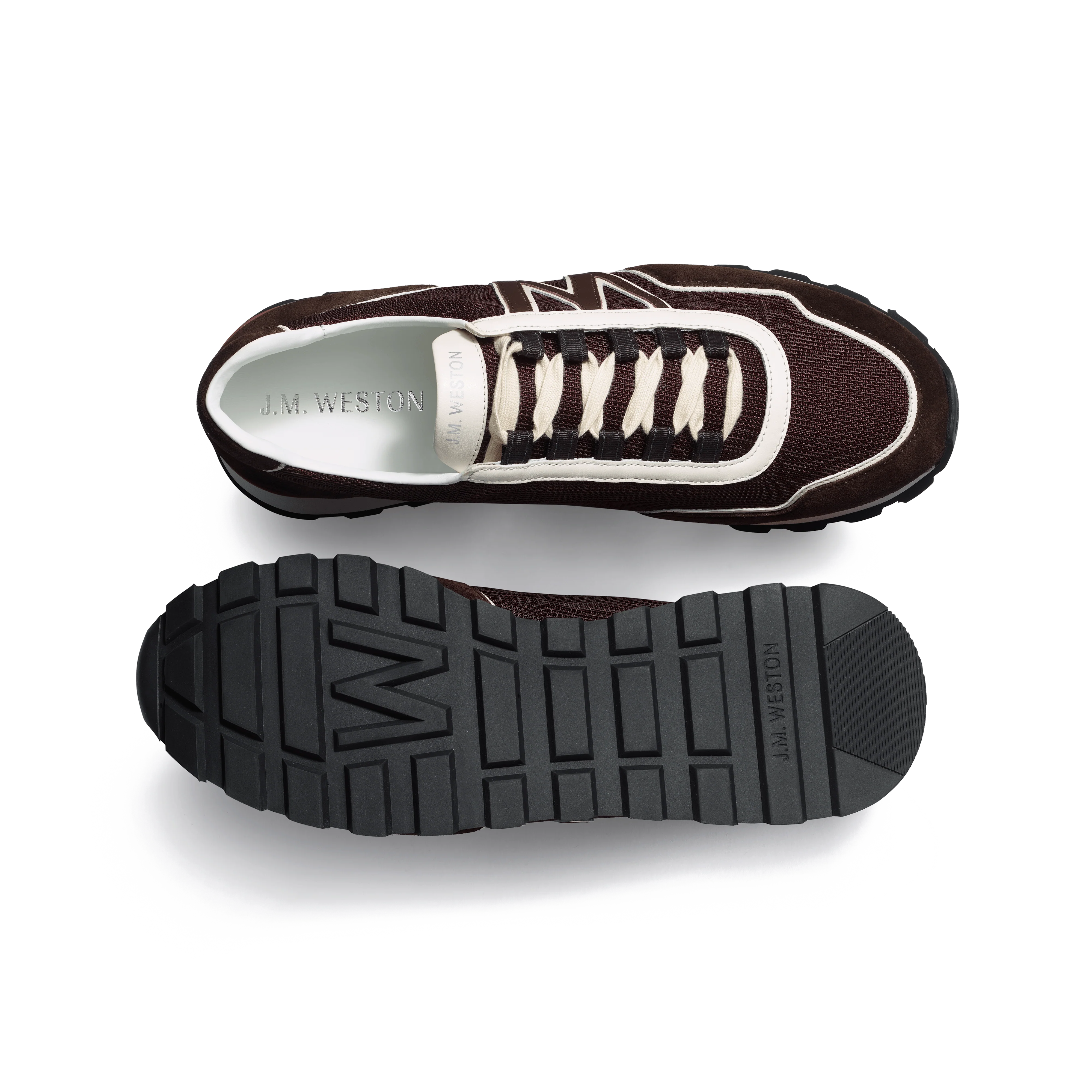 Basket On My Way Ghillies [homme Maille nylon bordeaux & cuir velours marron foncé détails en cuir veau sport blanc & marron] - Image 3