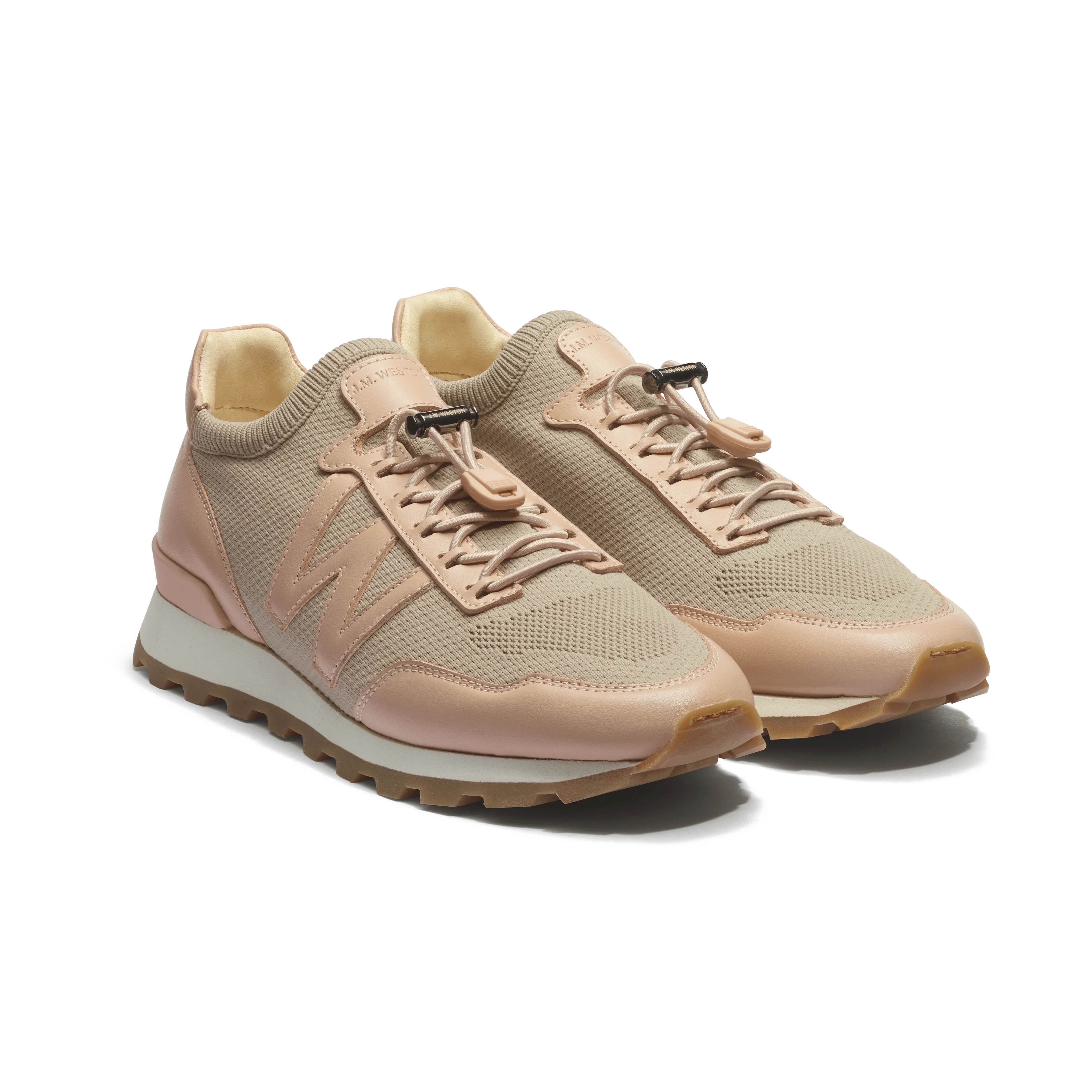 Basket On My Way Knit [femme maille nylon rose et cuir veau sport rose] - Image 2