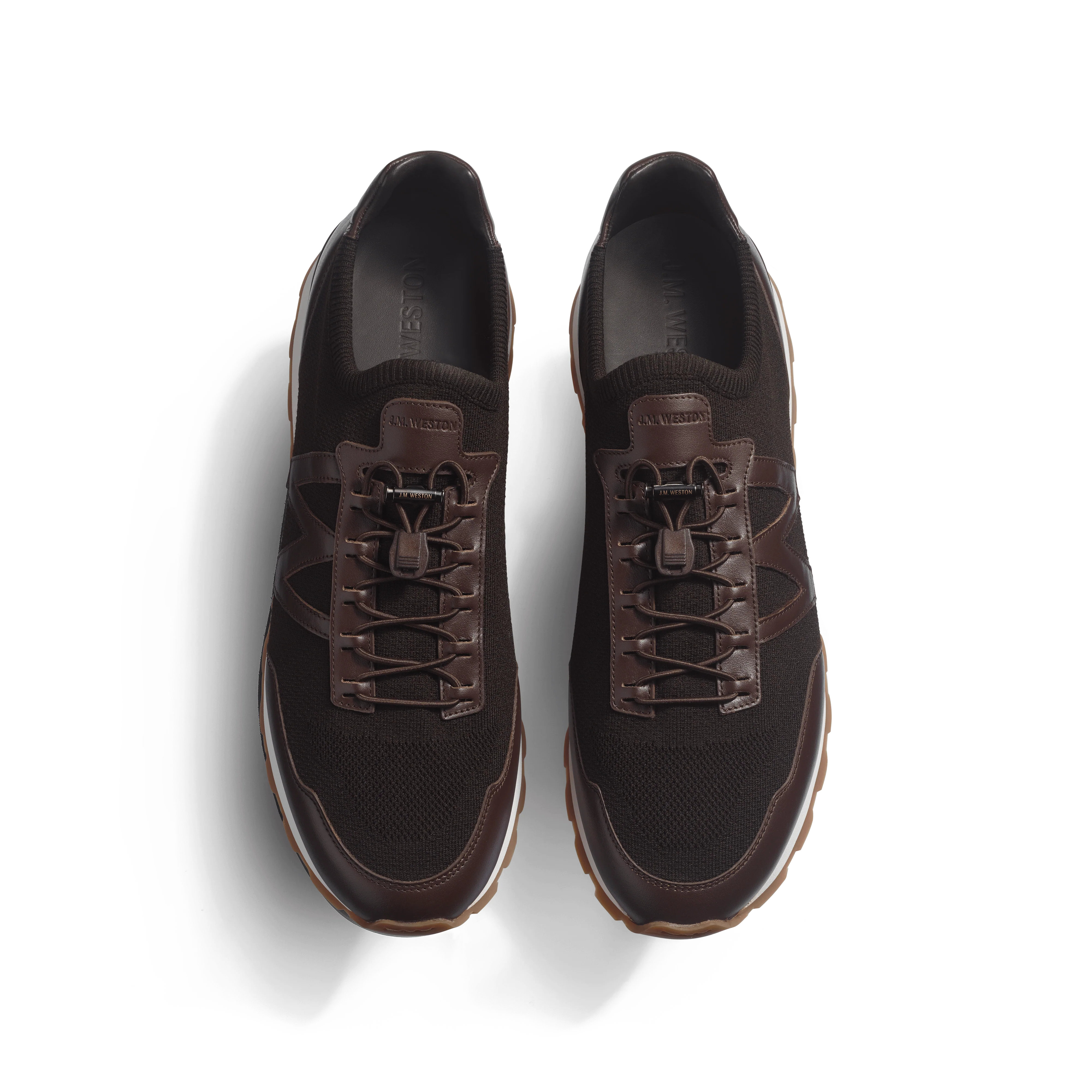 Basket On My Way Knit [homme maille nylon marron et cuir veau sport marron] - Image 3