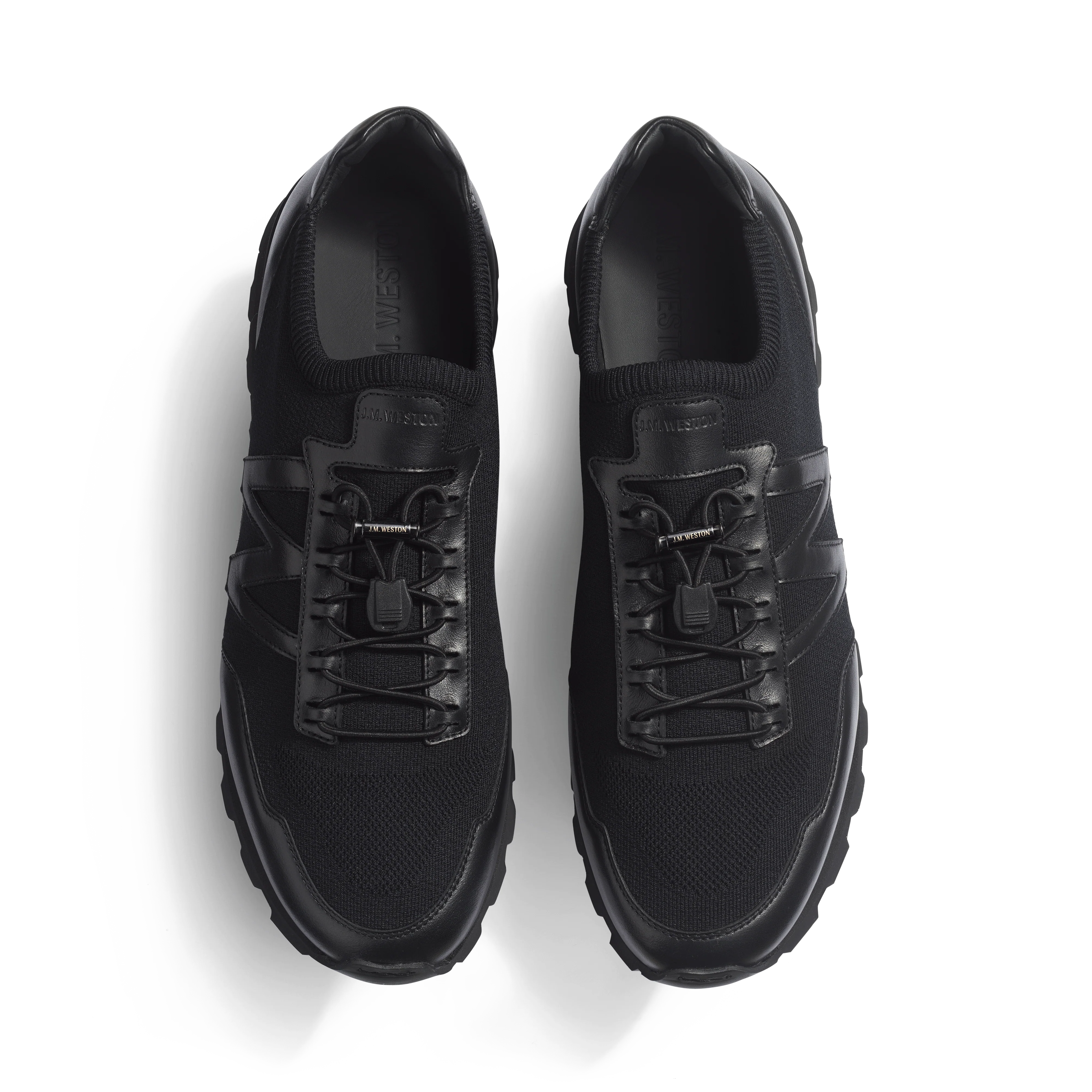 Basket On My Way Knit [maille nylon noire et cuir veau sport noir] - Image 3