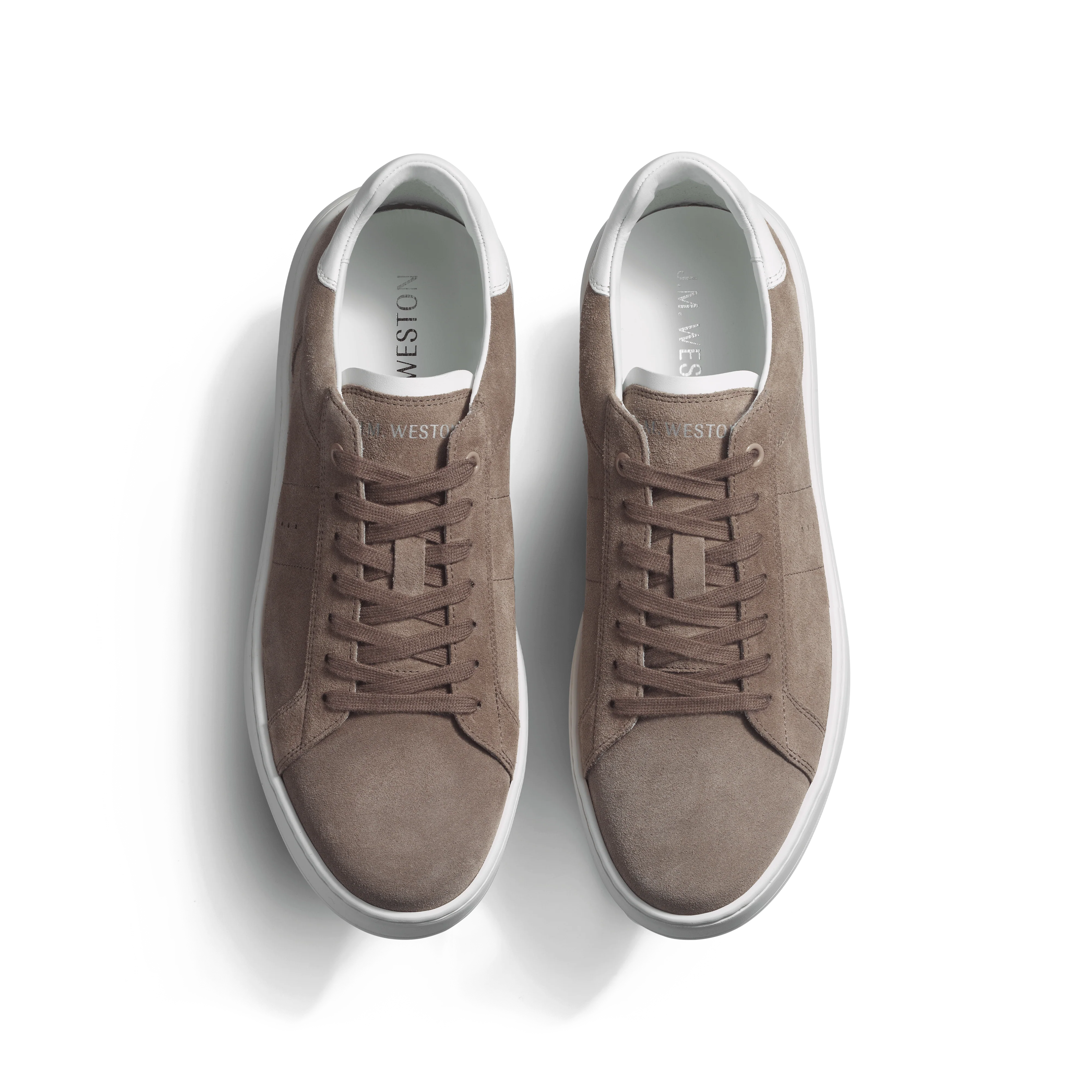 Basket On Time [cuir veau velours taupe détails cuir veau sport blanc] - Image 3