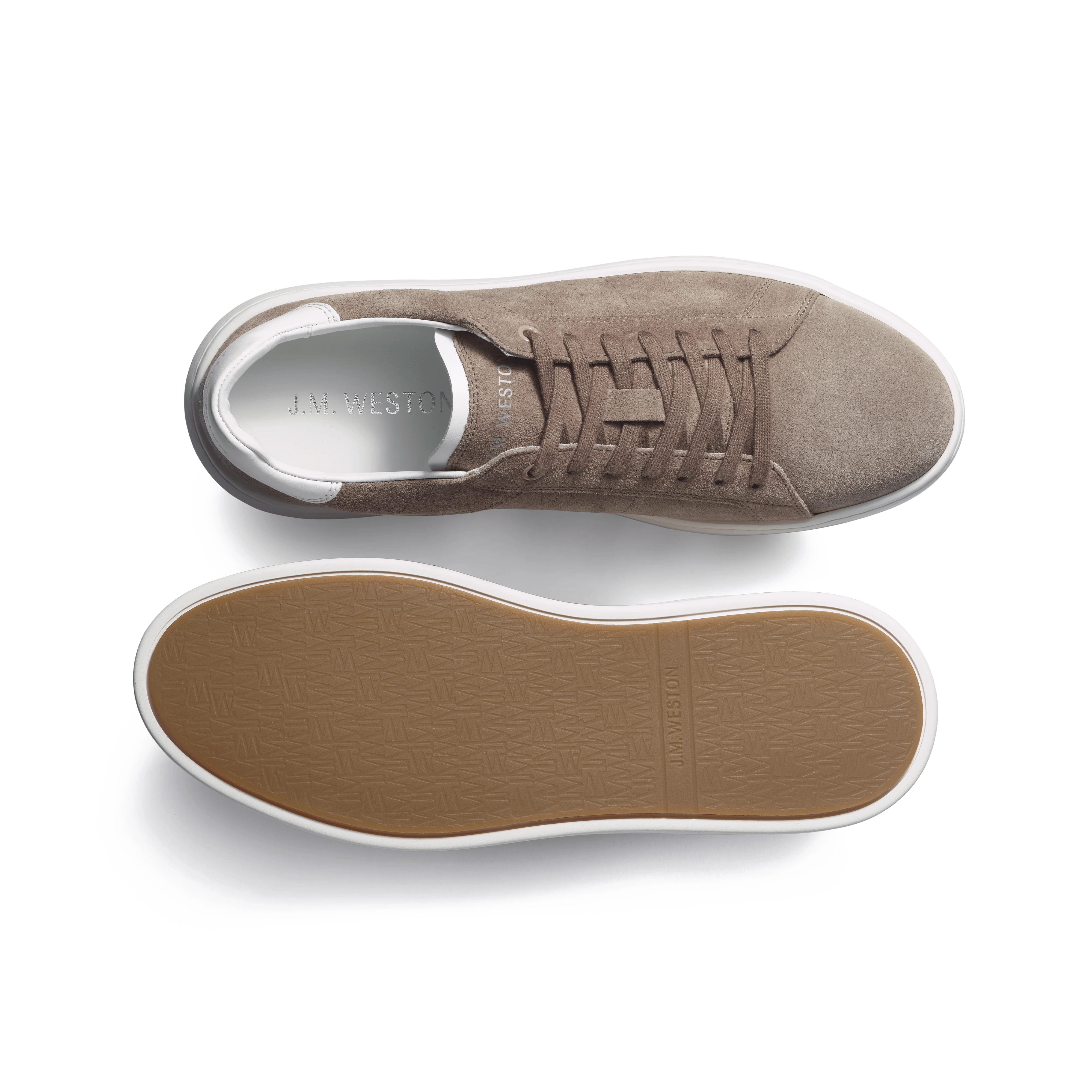 Basket On Time [cuir veau velours taupe détails cuir veau sport blanc] - Image 4