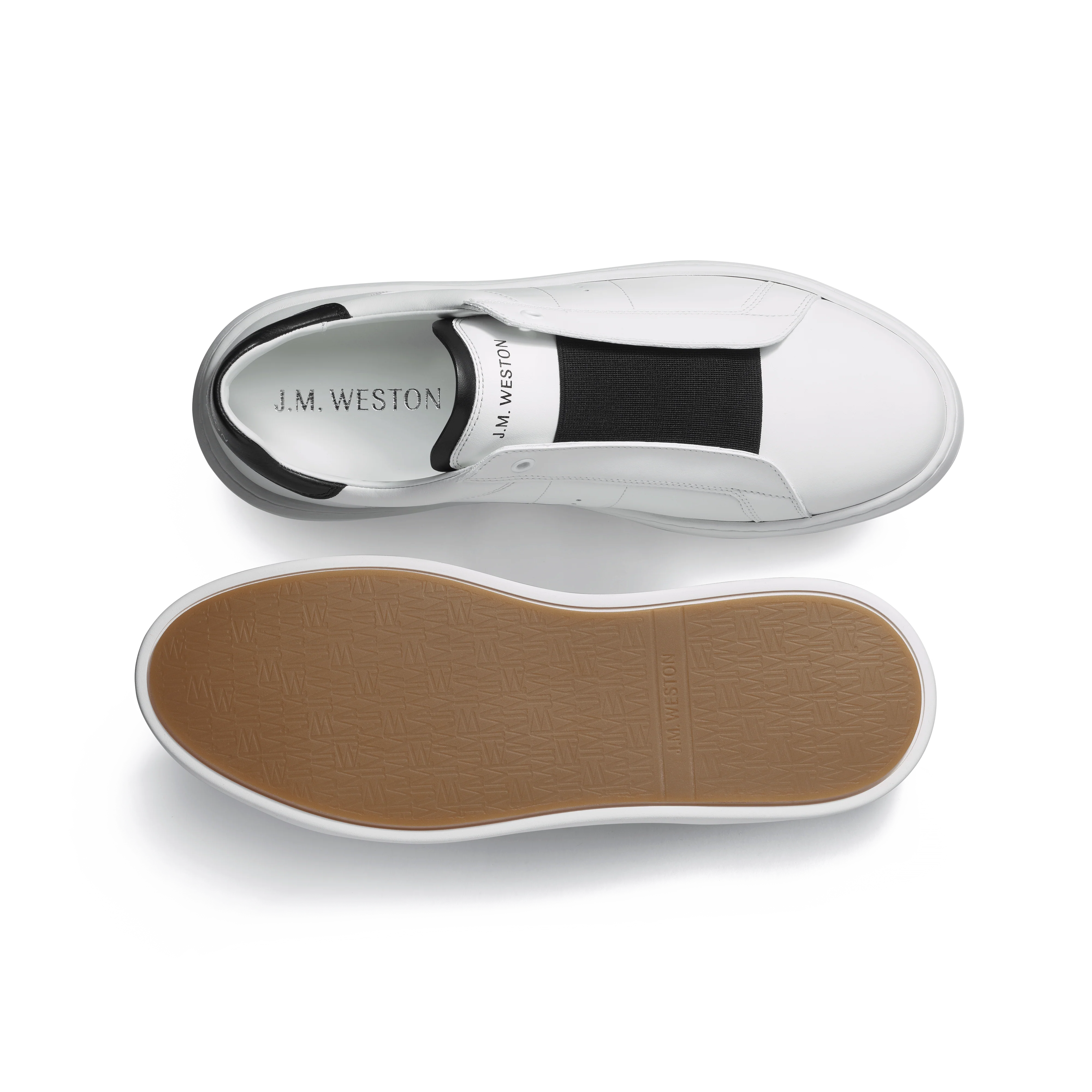 Basket On Time Elastique [cuir veau sport blanc et noir] - Image 4