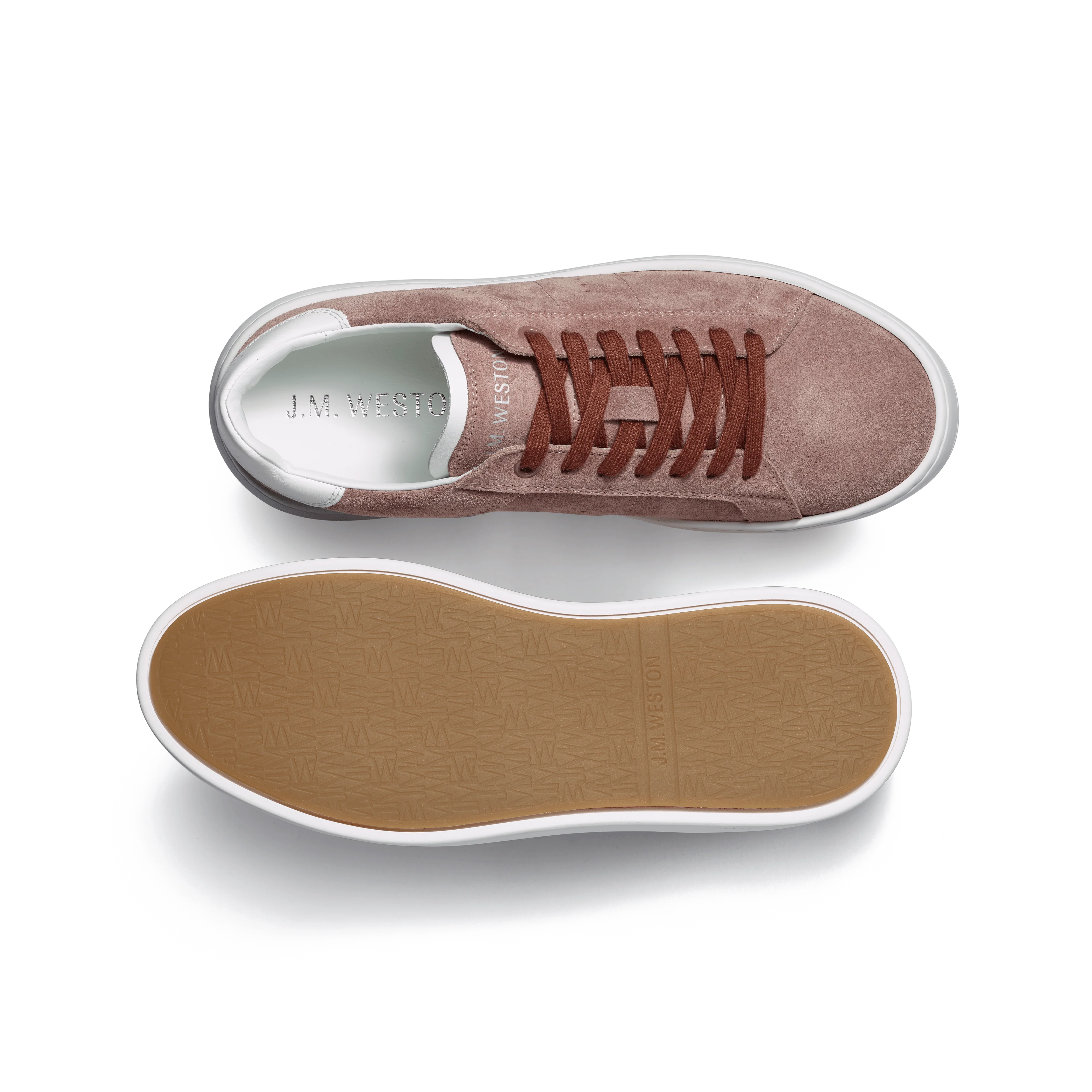 Basket On Time [femme cuir velours mauve détails veau sport blanc] - Image 4