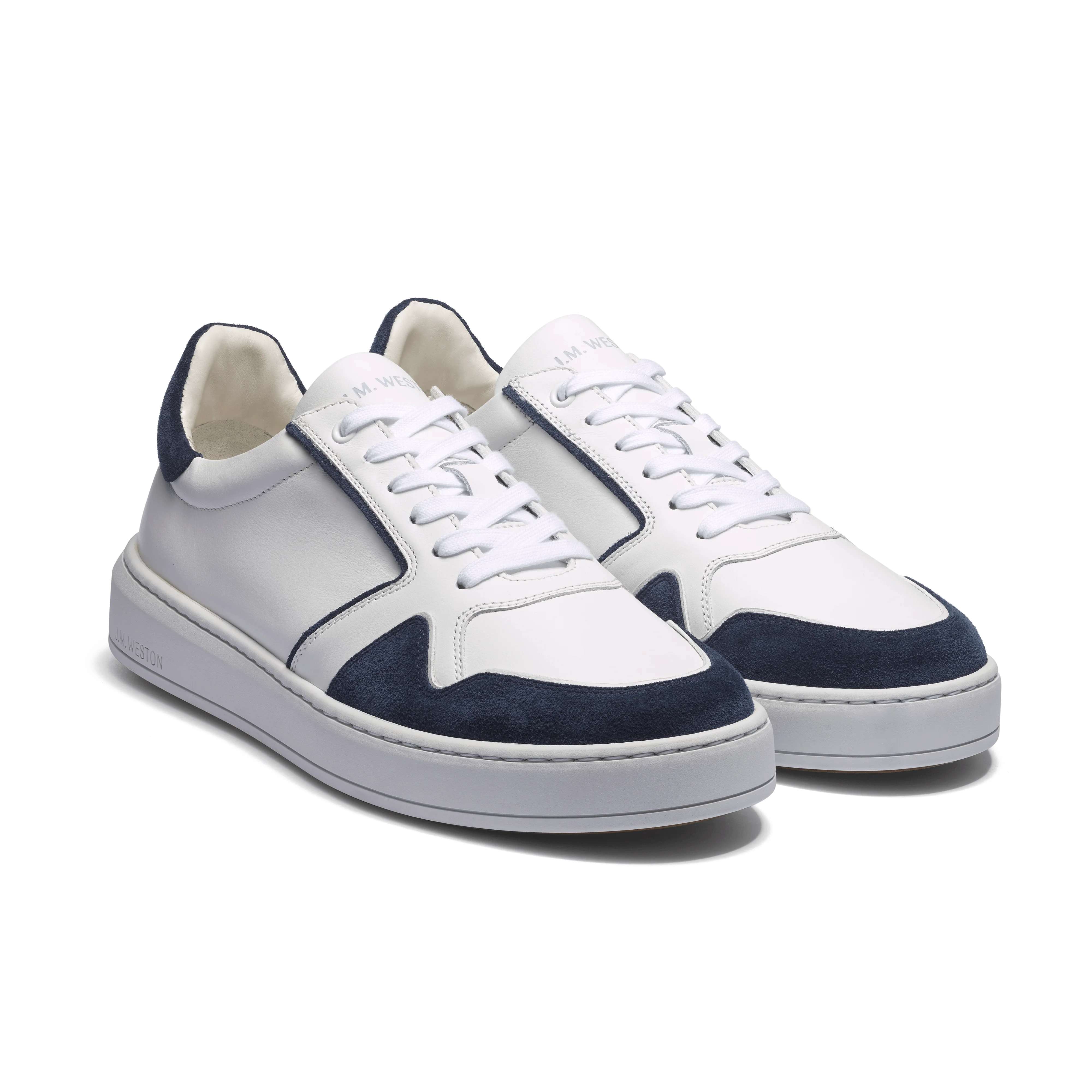 Basket On Time Oxford [cuir veau sport blanc et cuir velours marine] - Image 2