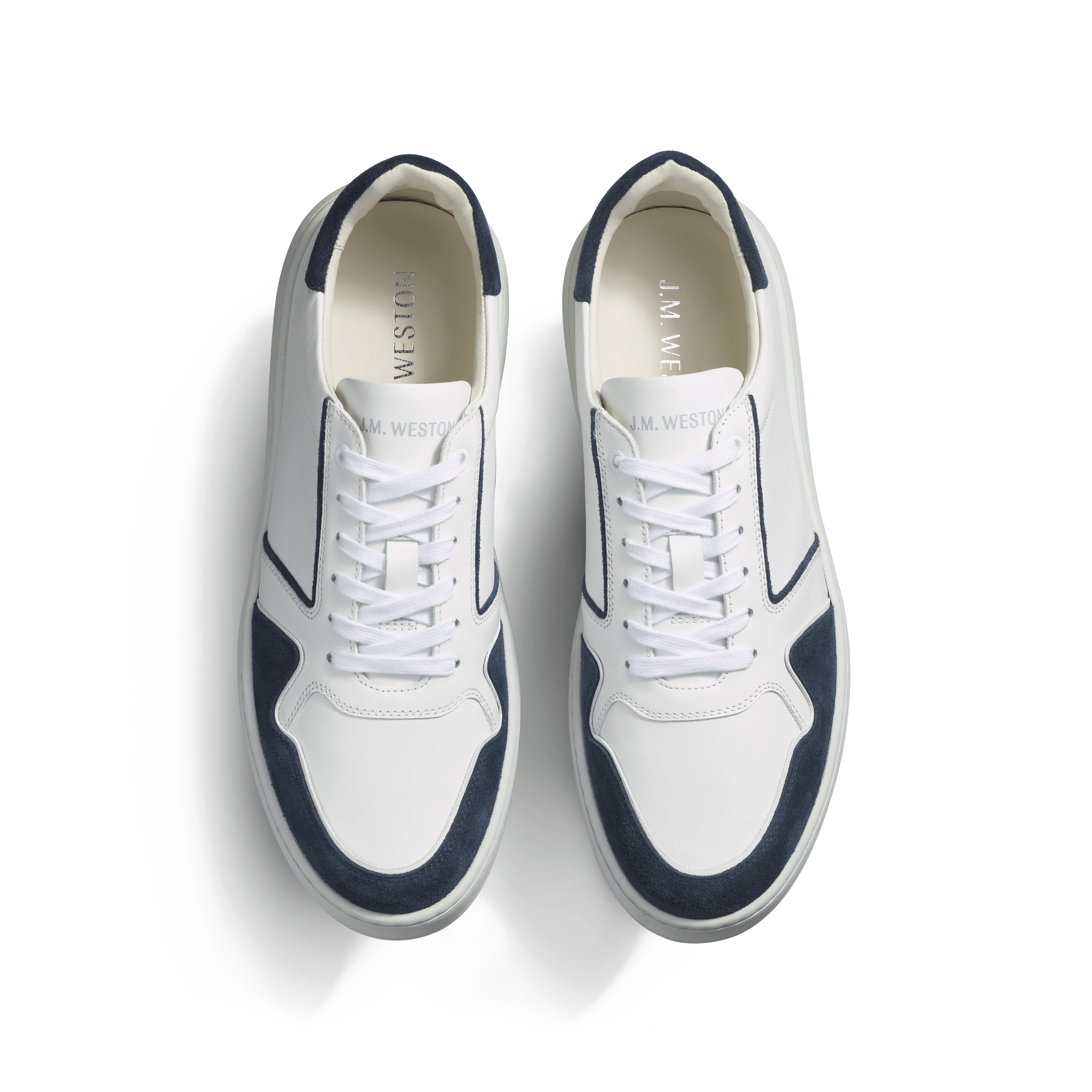Basket On Time Oxford [cuir veau sport blanc et cuir velours marine] - Image 3