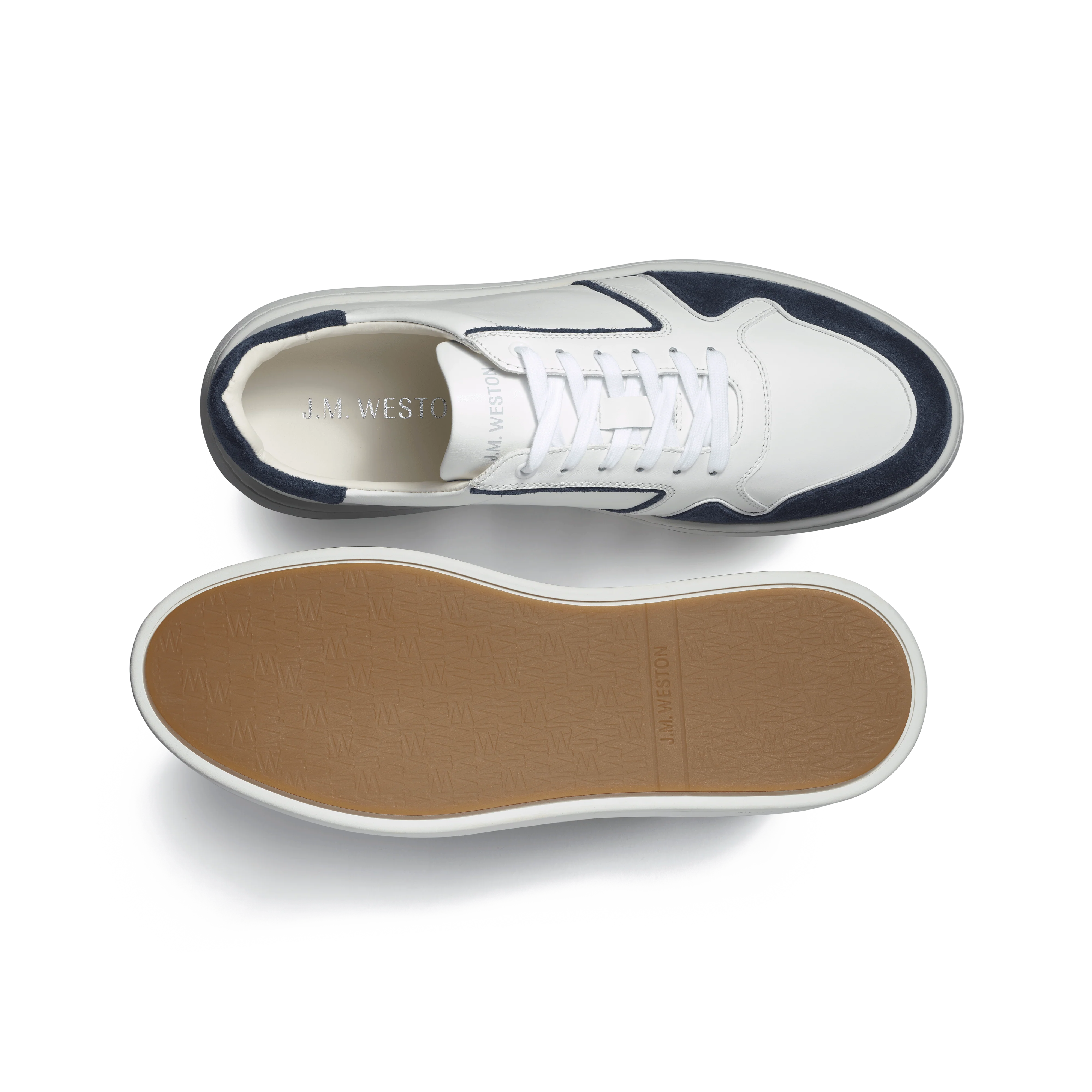 Basket On Time Oxford [cuir veau sport blanc et cuir velours marine] - Image 4