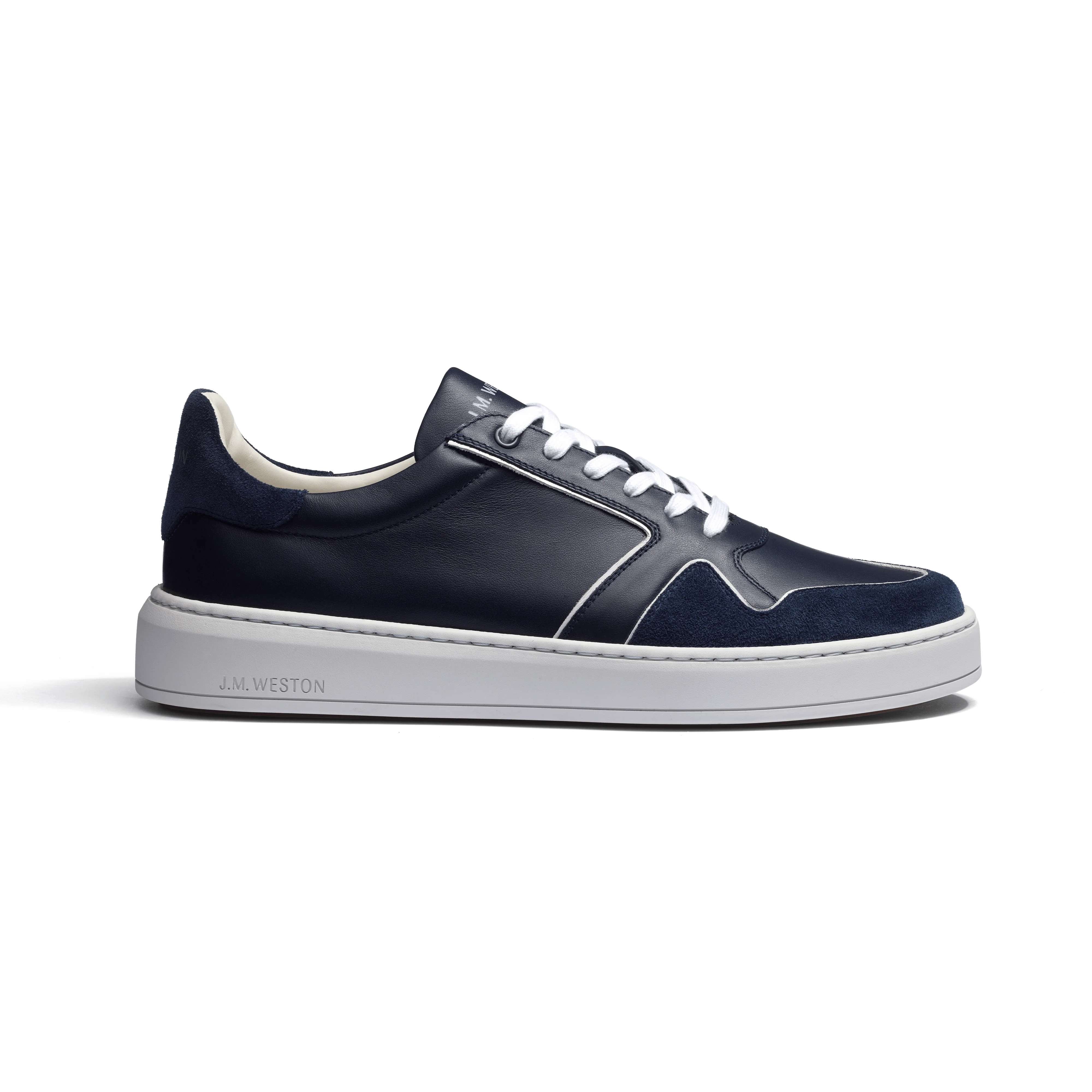 Basket On Time Oxford [cuir veau sport marine et velours marine ]