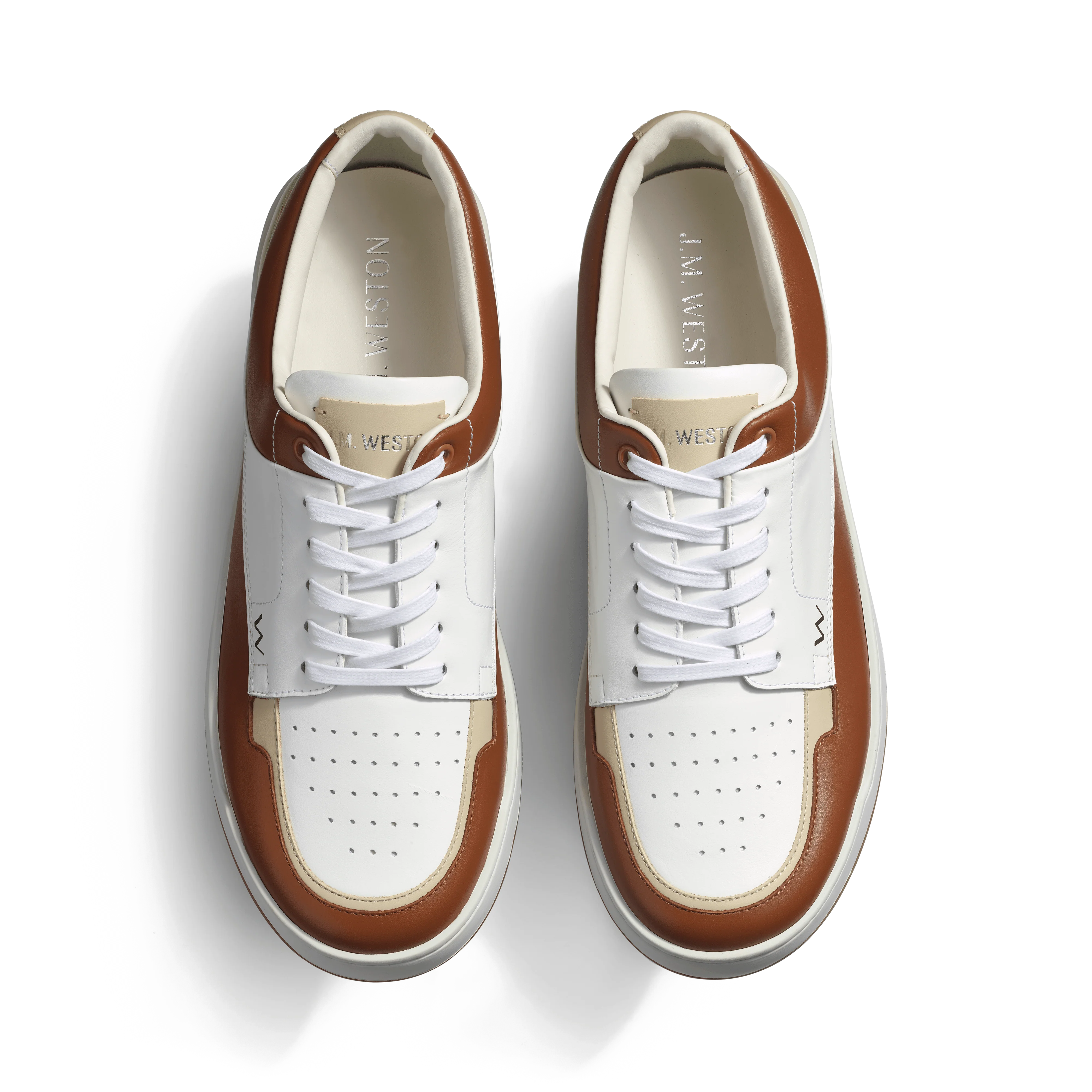 Basket On Top [cuir veau sport blanc détails beige et camel] - Image 3