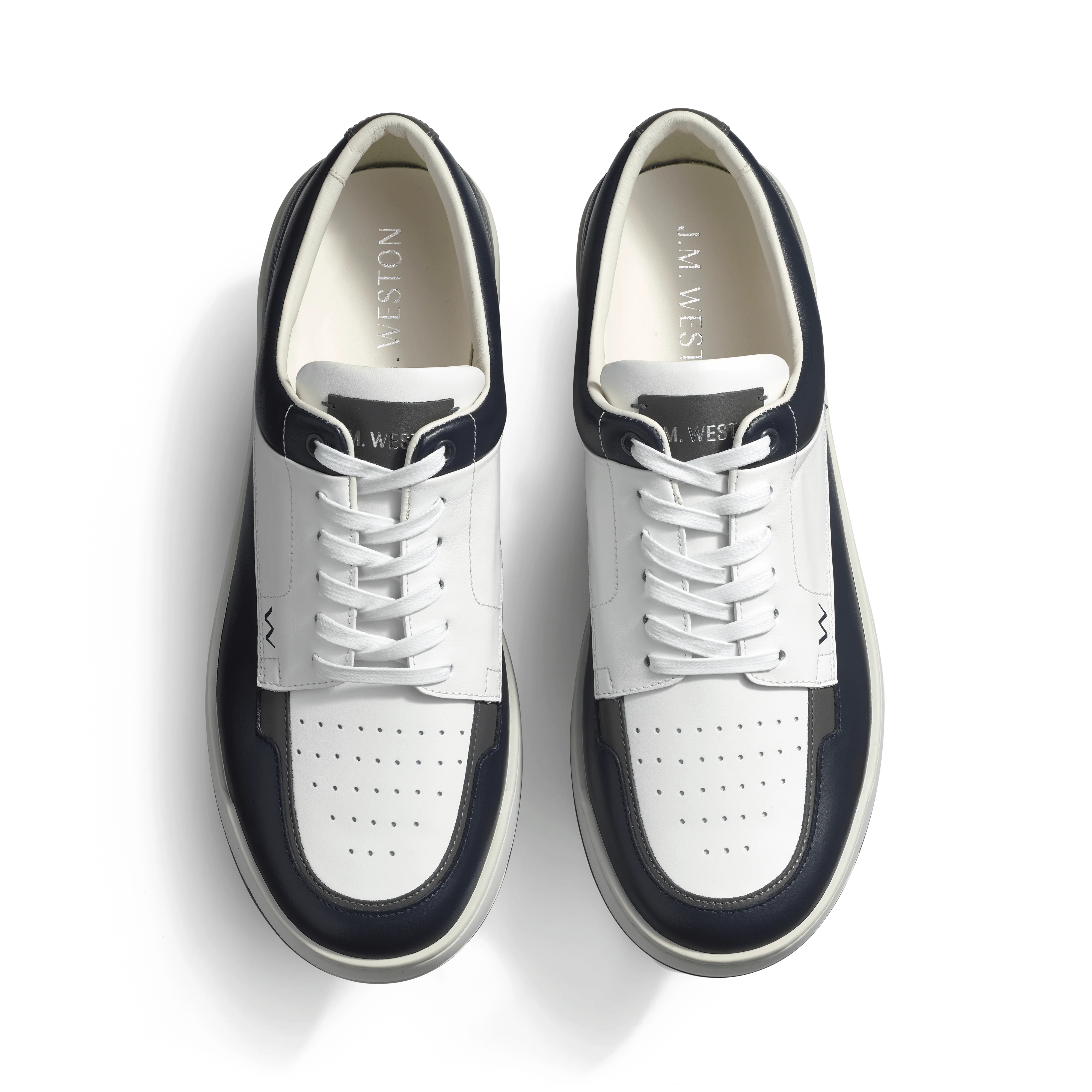 Basket On Top [cuir veau sport blanc détails gris et marine] - Image 3