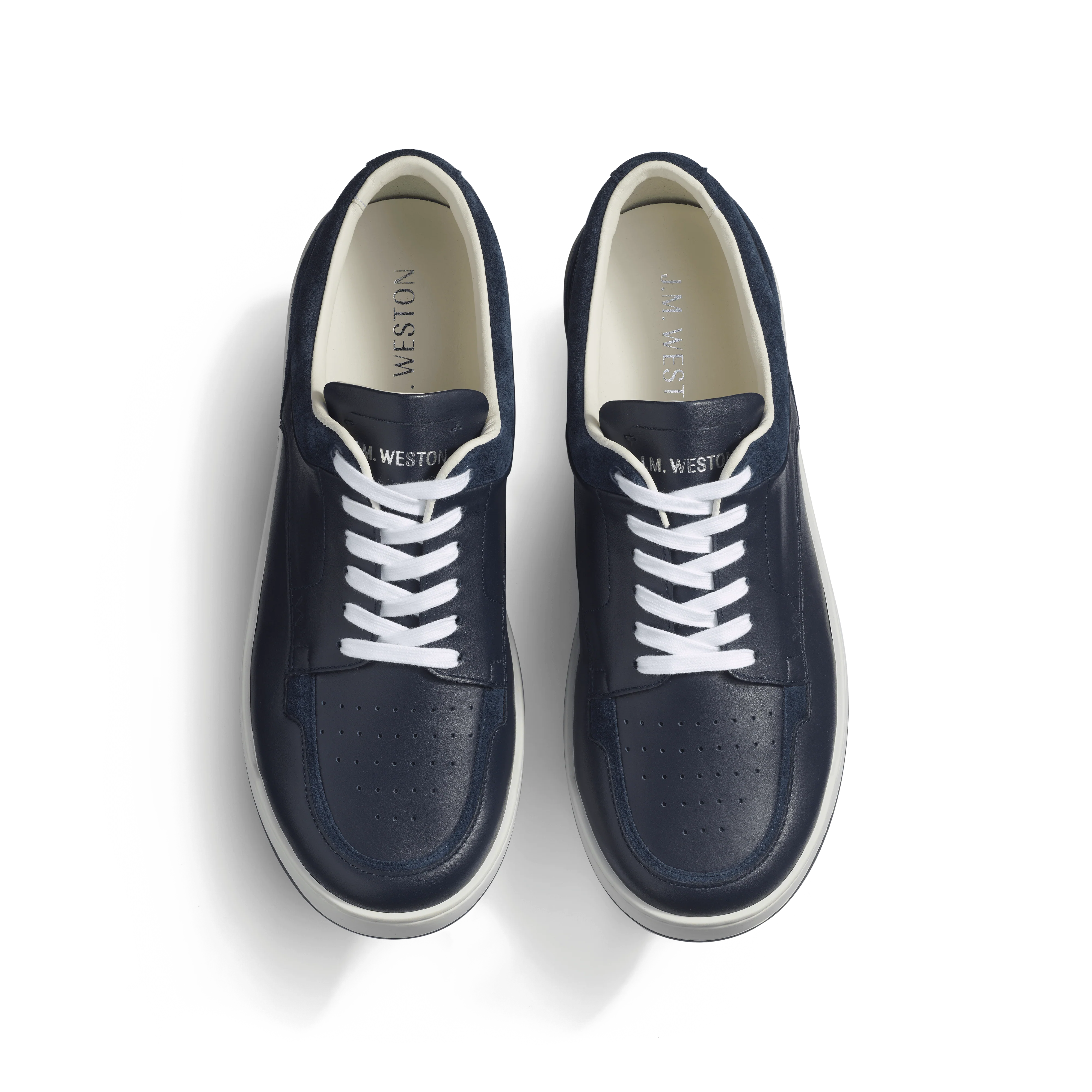 Basket On Top [cuir veau sport  bleu marine et cuir veau velours bleu marine] - Image 3