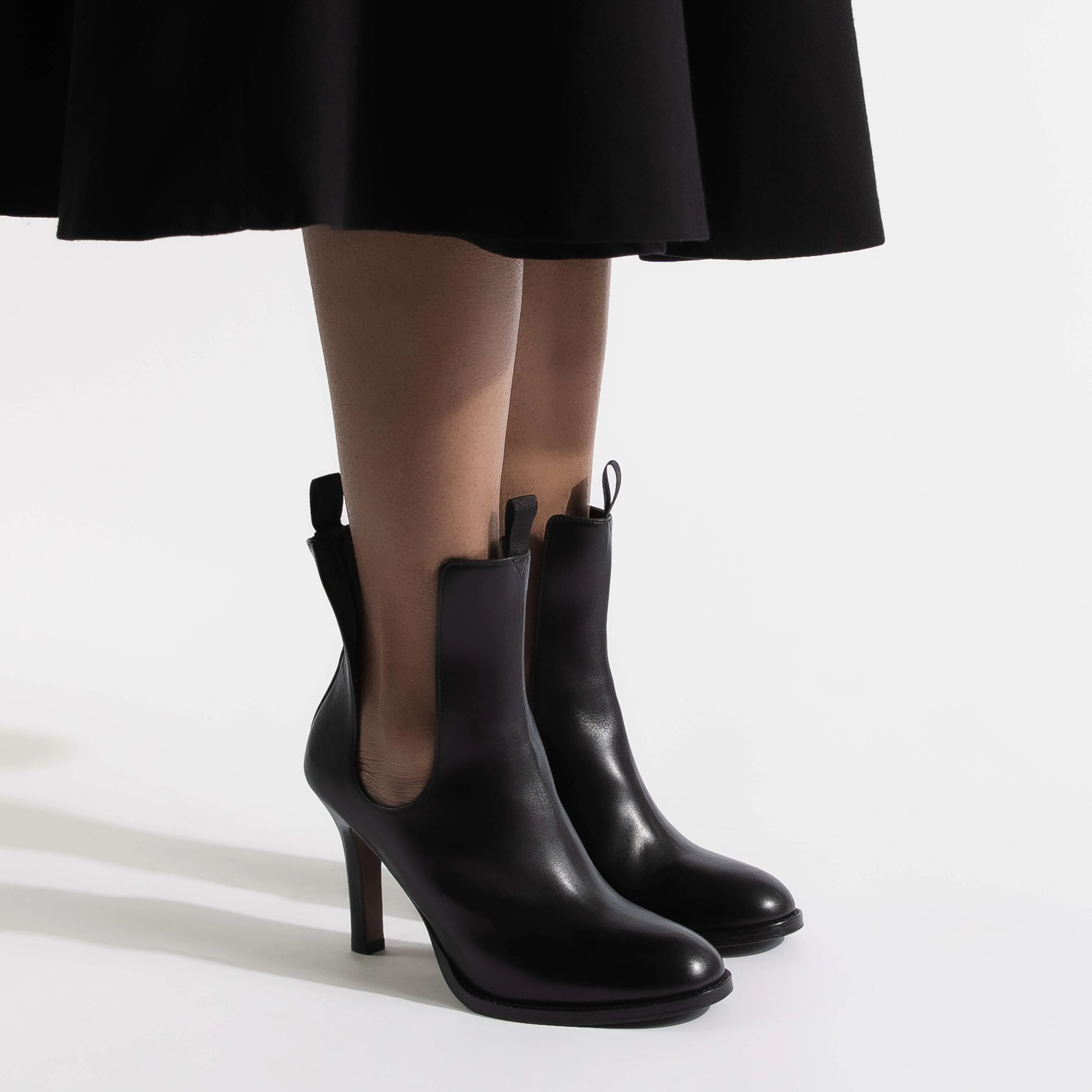 Bottine Cambre sans élastique à talon 9,5cm [femme cuir lisse noir] - Image 5