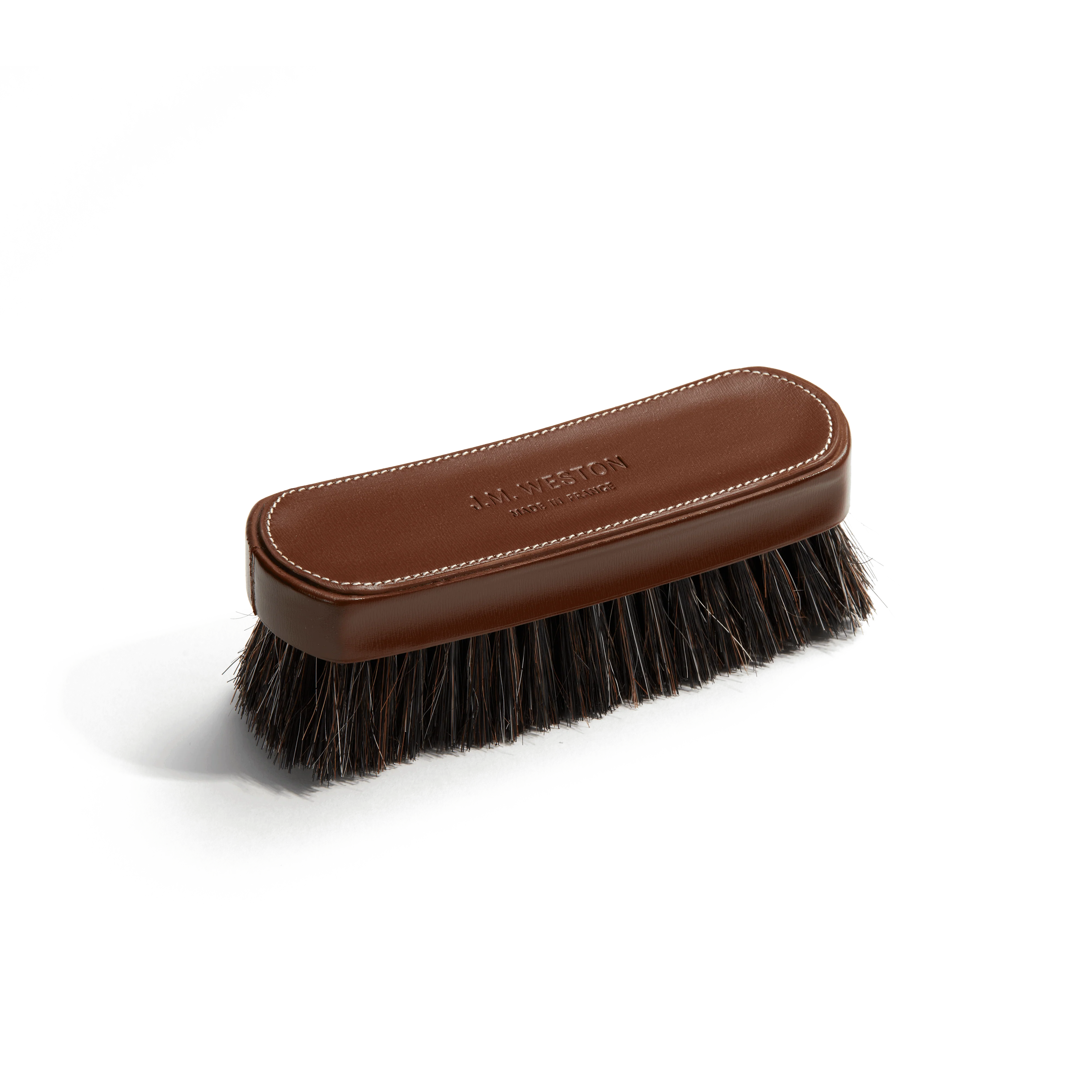 Brosse petit modèle [Cuir veau box bergeronnette et crin de cheval]
