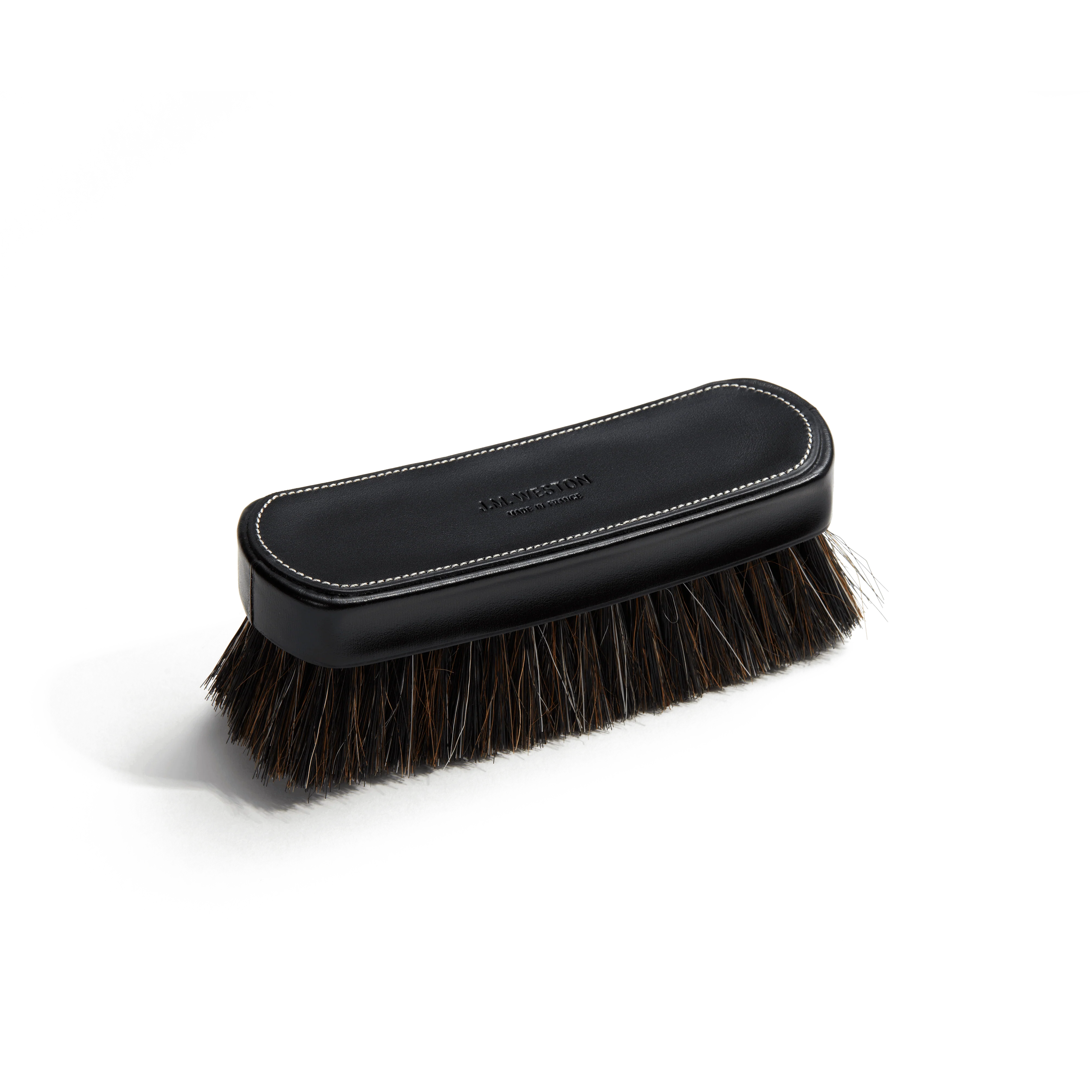 Brosse petit modèle [Cuir veau box noir et crin de cheval]