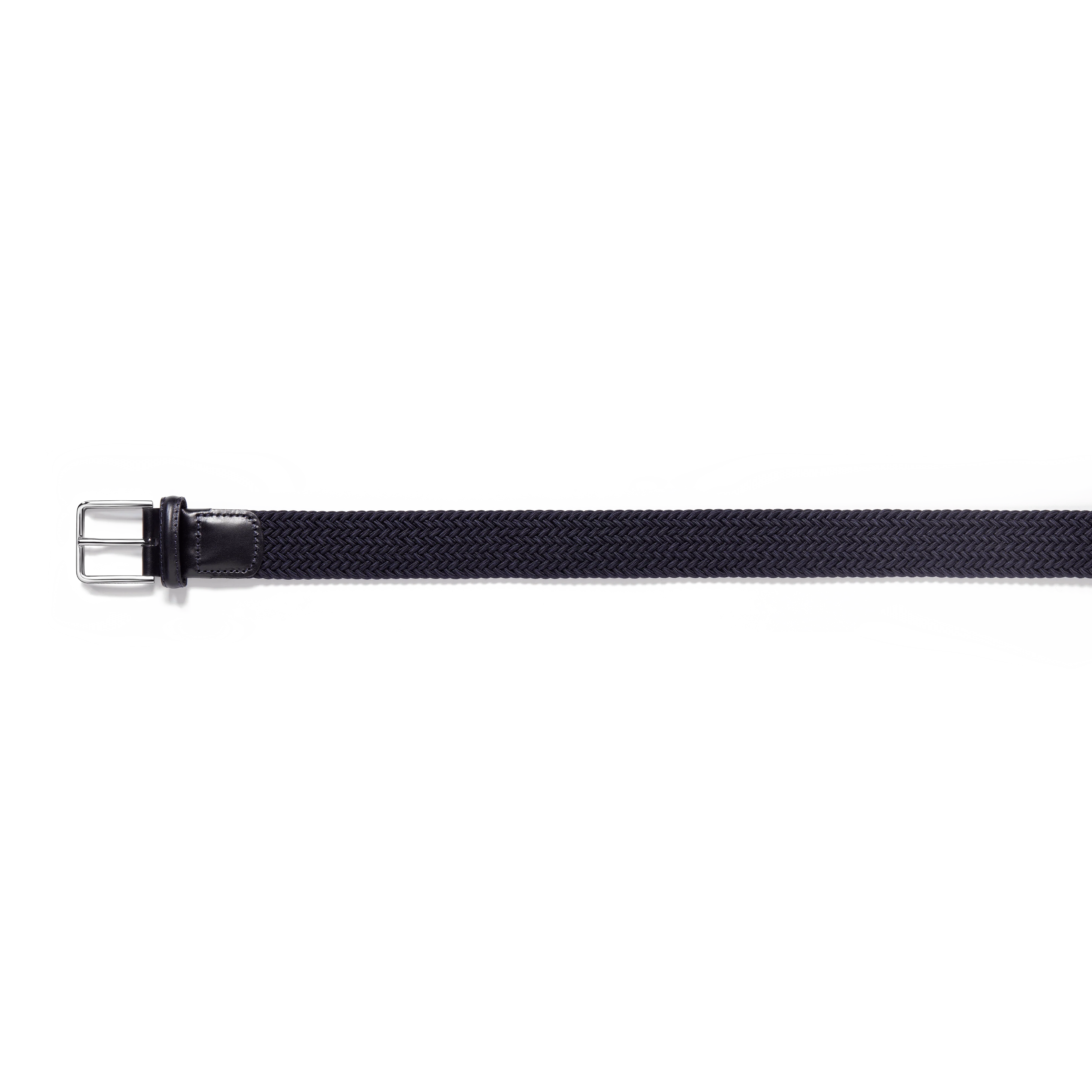 Ceinture Élastique [Tresse bleu marine et cuir veau lisse bleu marine] - Image 2