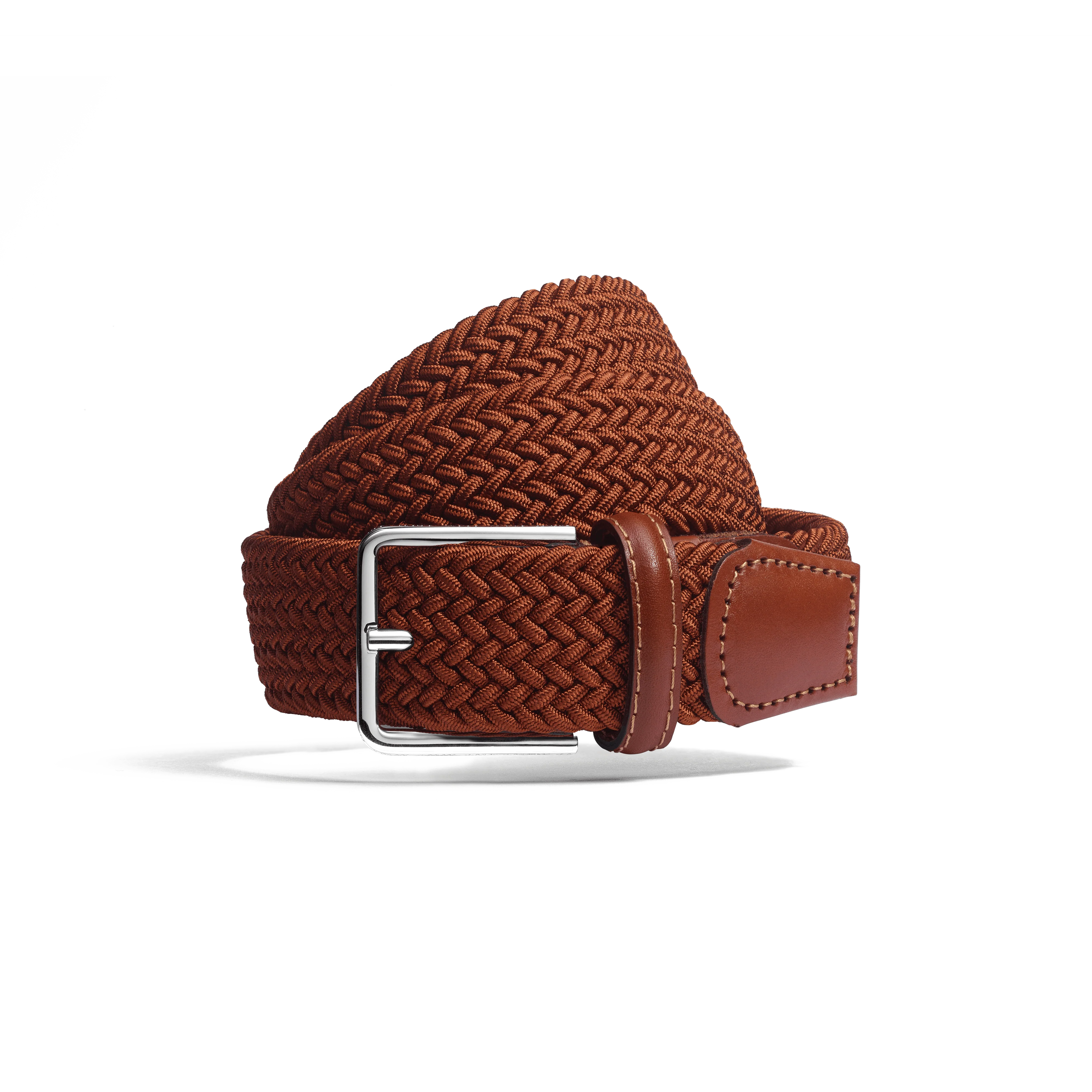 Ceinture Élastique [Tresse camel et cuir veau lisse camel]