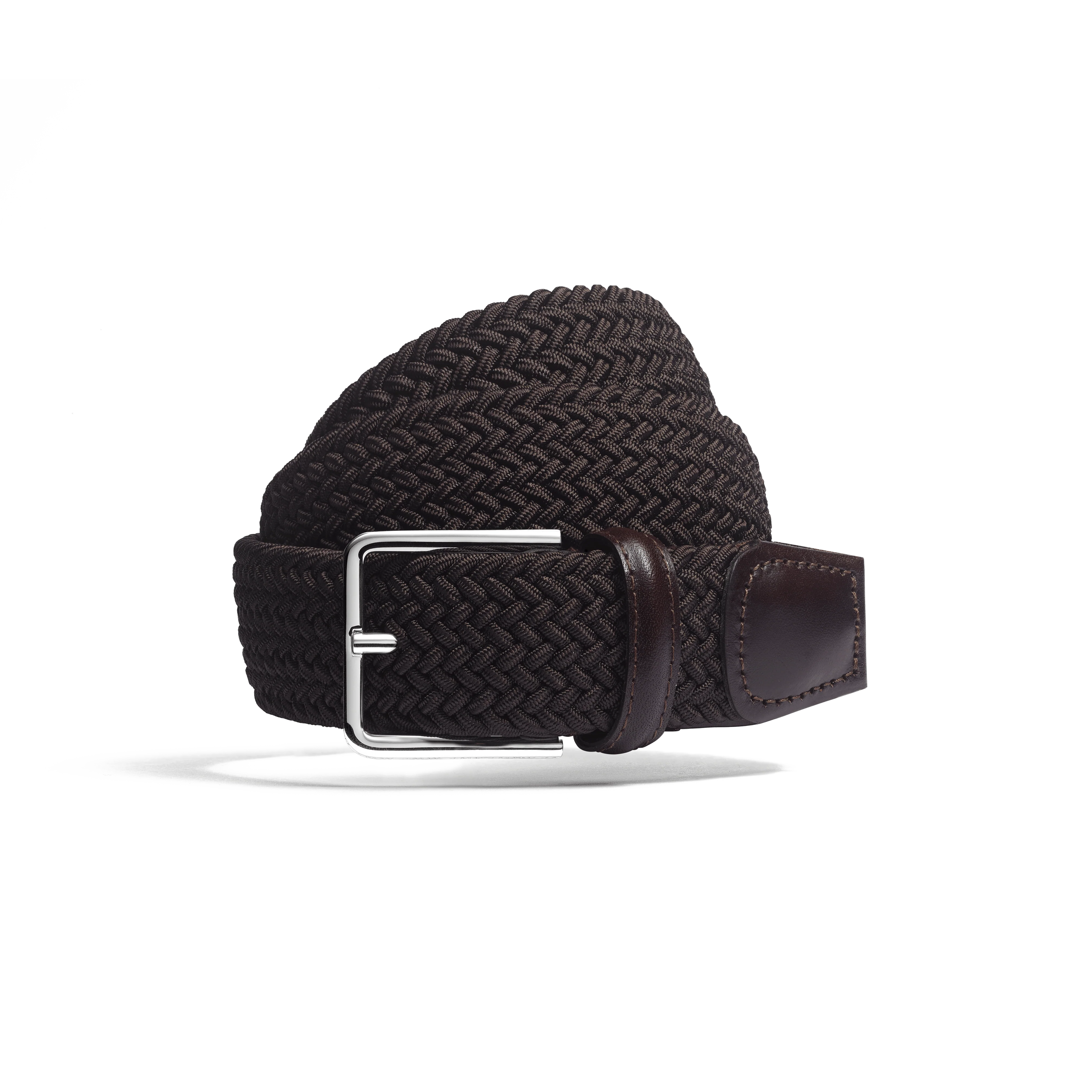 Ceinture Élastique [Tresse marron et cuir veau lisse marron]