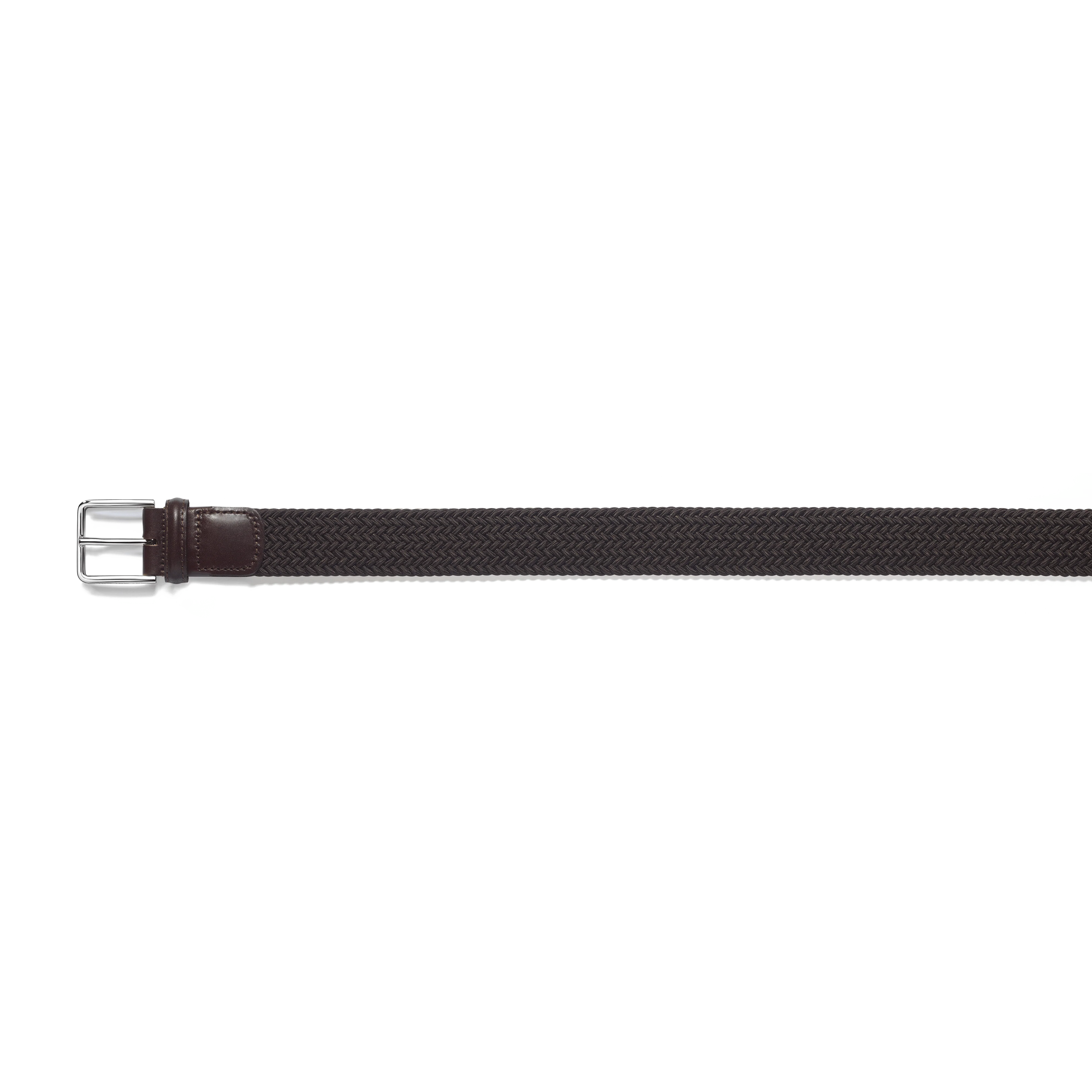 Ceinture Élastique [Tresse marron et cuir veau lisse marron] - Image 2