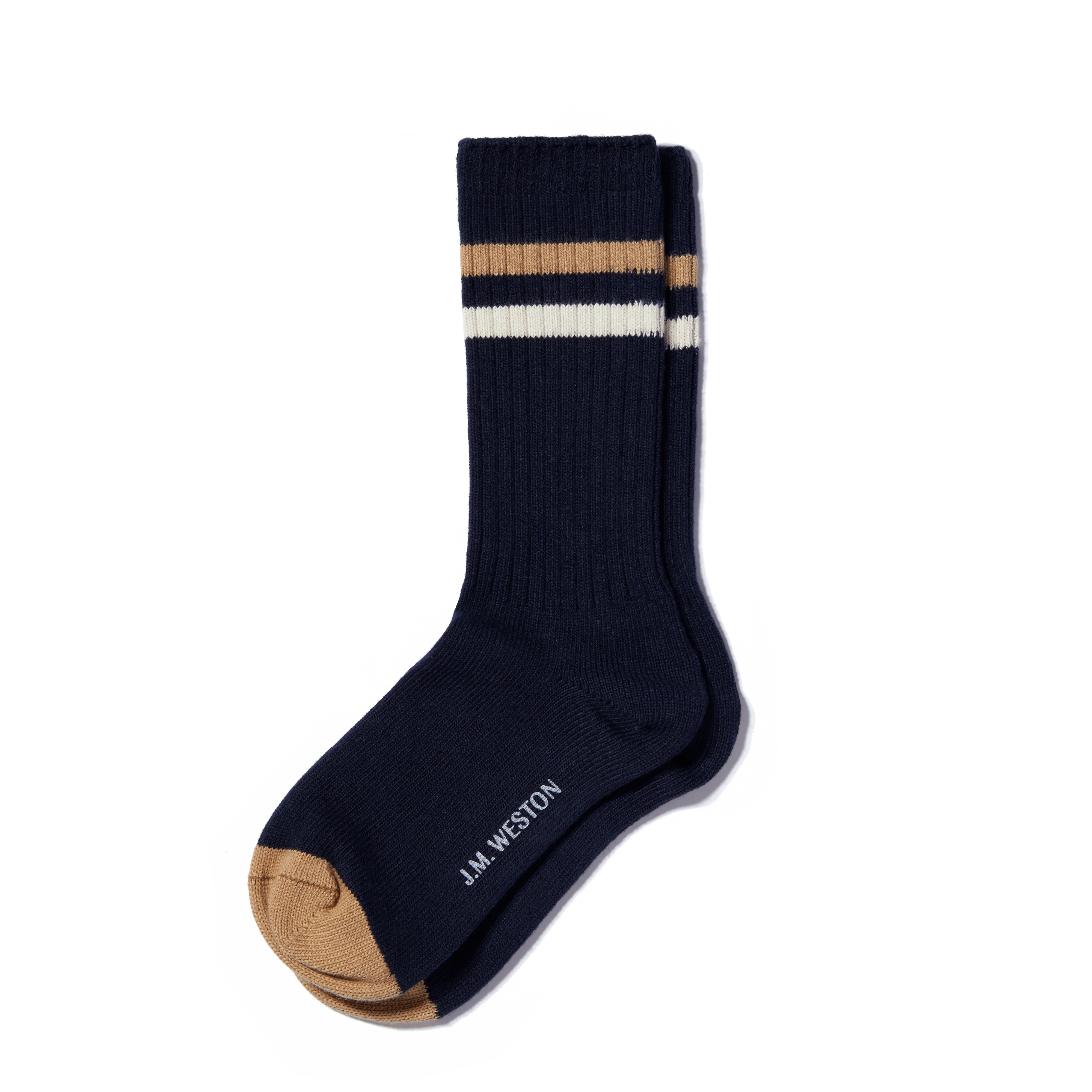Chaussettes Ivy League [Coton mélangé bleu marine détails écru et beige]