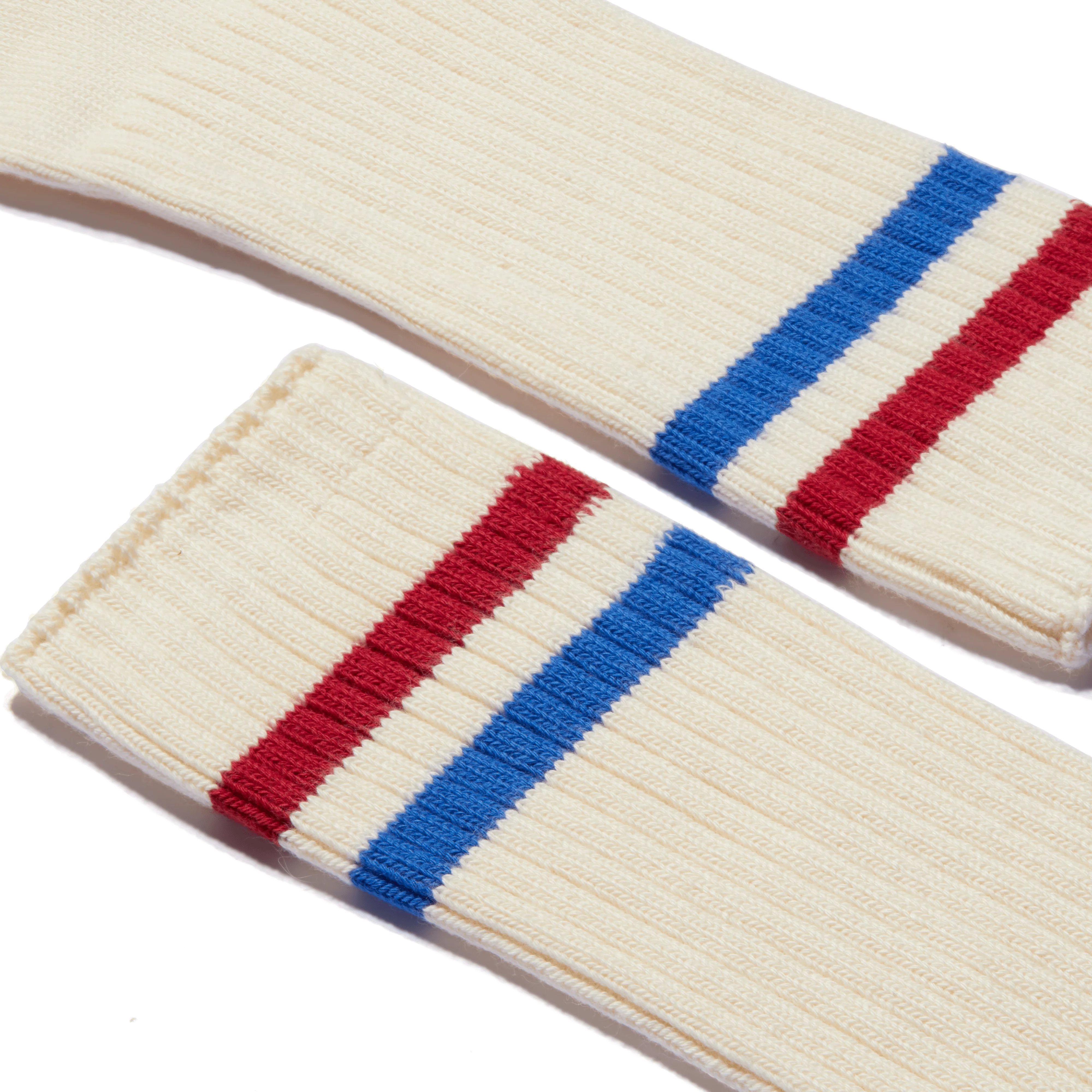 Chaussettes Ivy League [Coton mélangé écru détails bleu et rouge] - Image 2