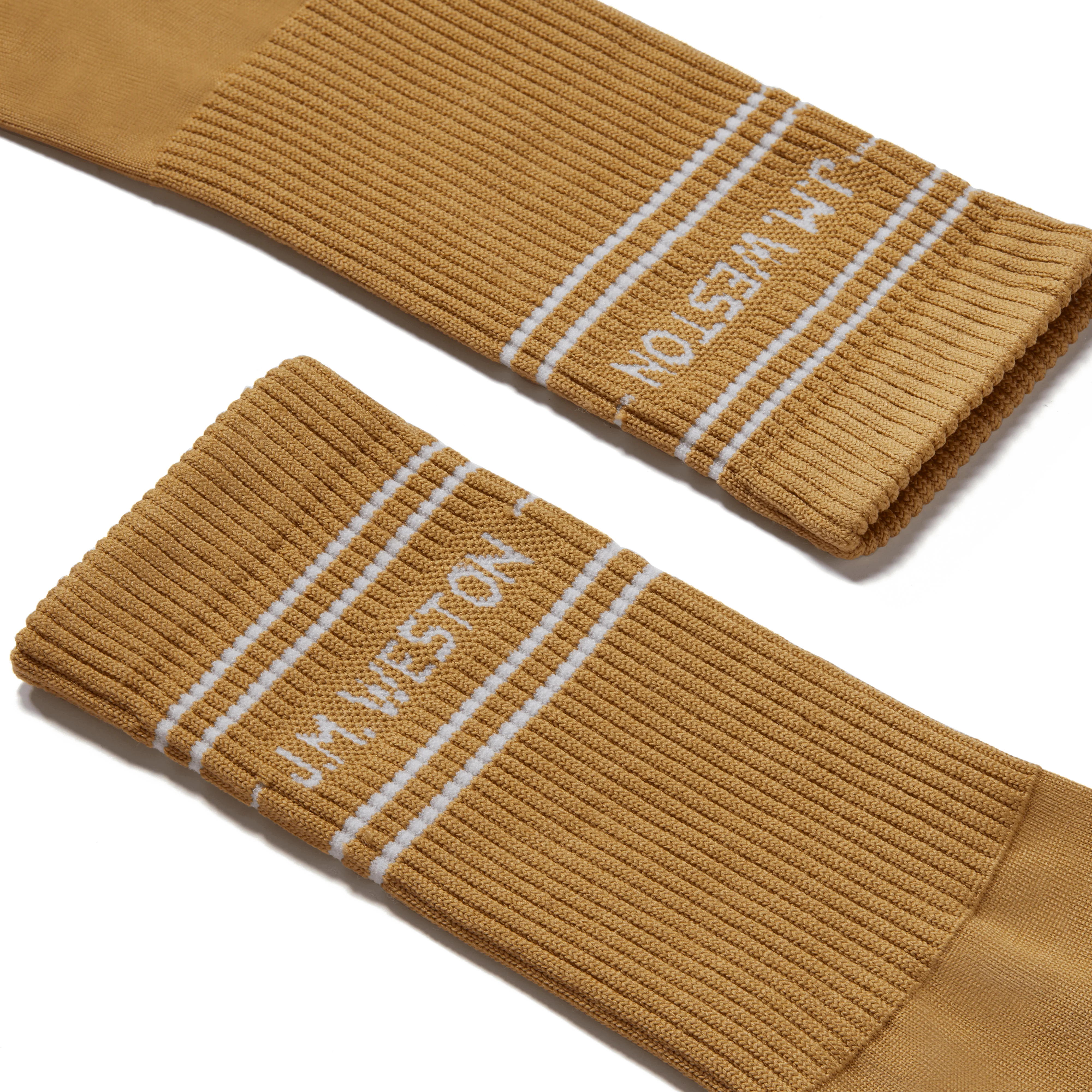 Chaussettes Sport courtes à bandes [Polyamide beige détails blanc] - Image 2