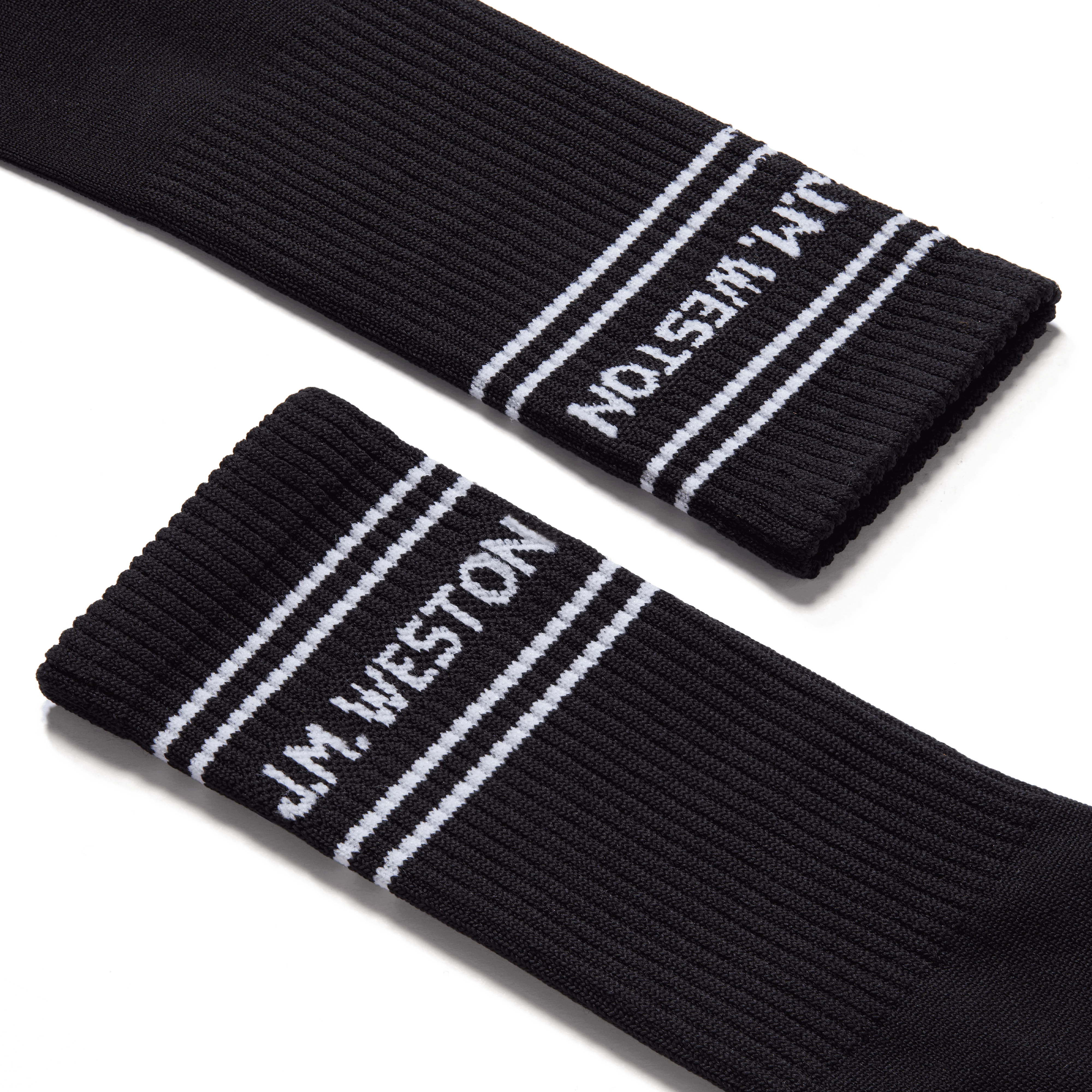 Chaussettes Sport courtes à bandes [Polyamide noir, détails blancs] - Image 2