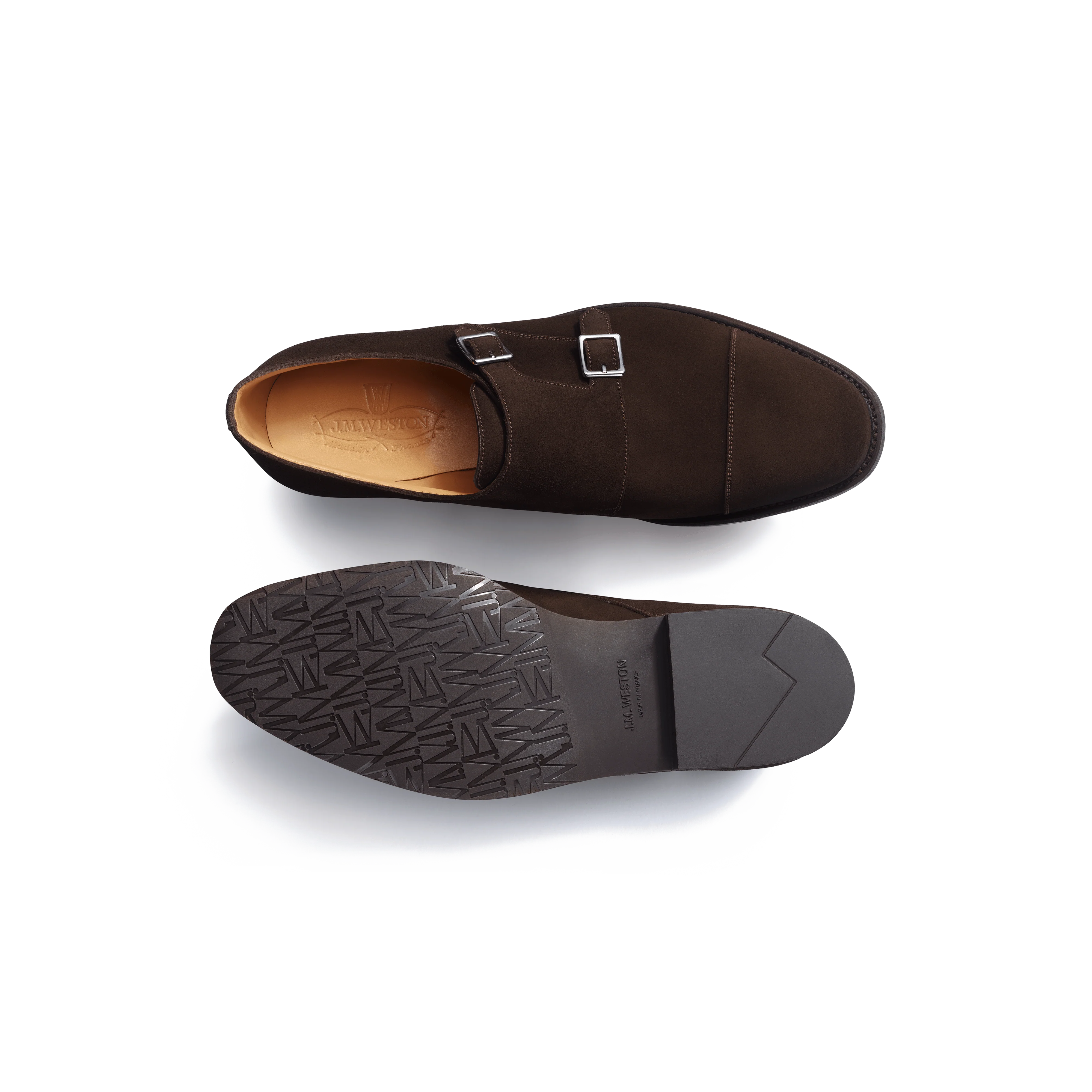 Derby Double boucle semelle gomme [homme cuir veau velours marron] - Image 4
