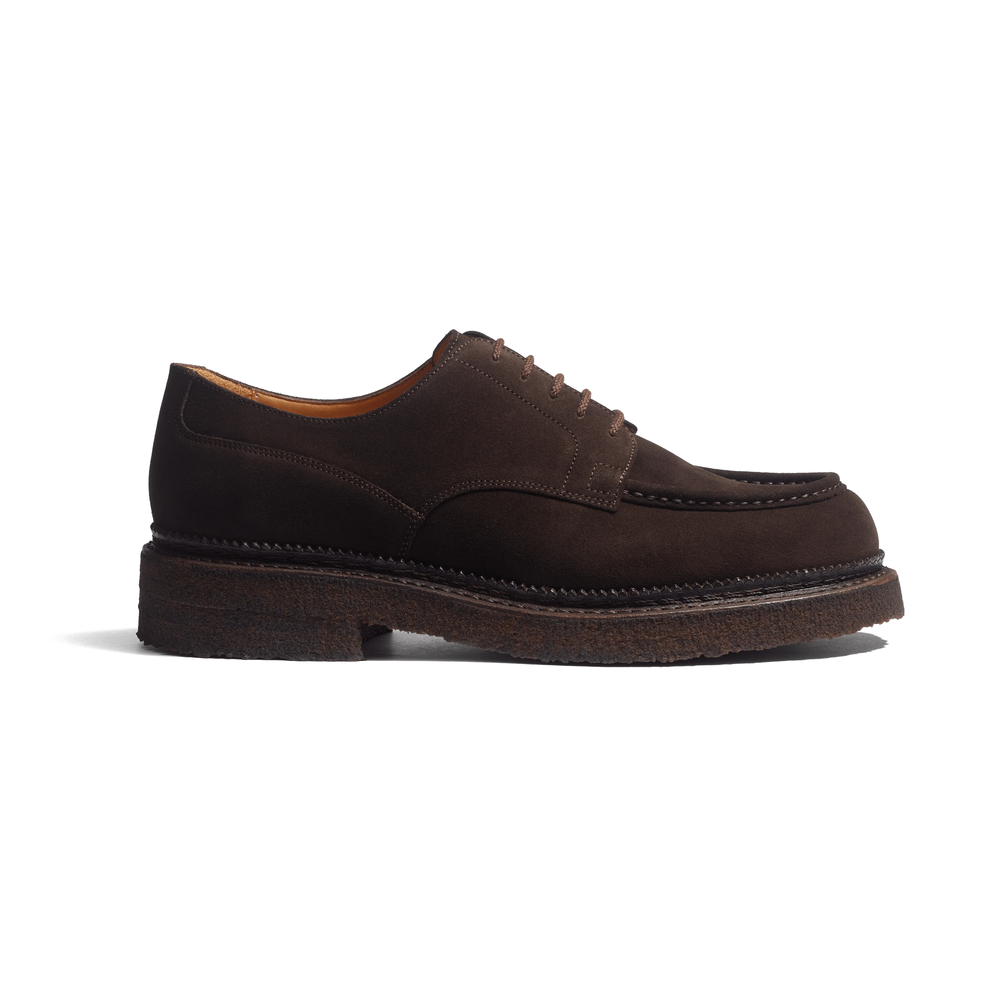 Derby Golf Eugène semelle crêpe [Homme cuir veau velours marron]