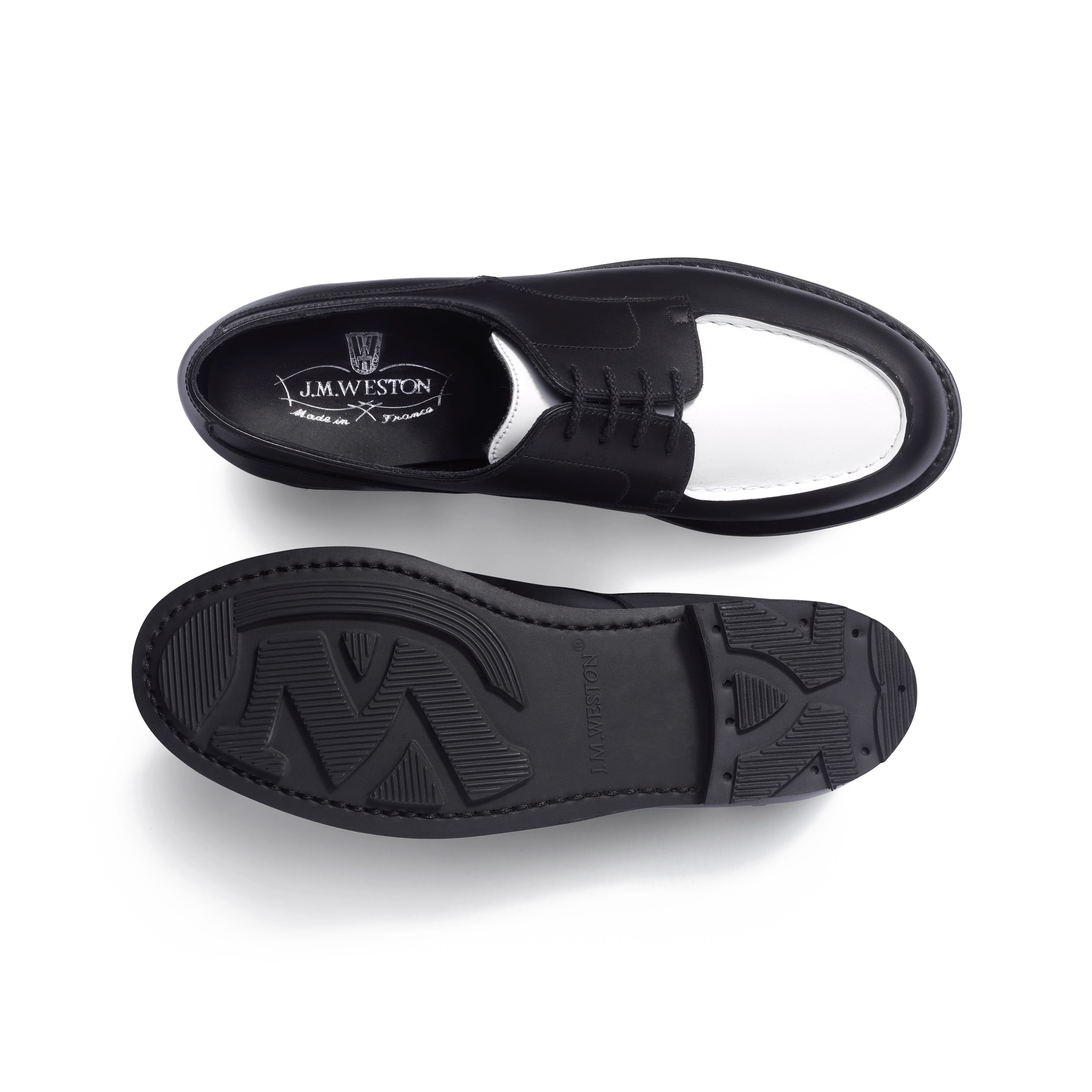 Derby Golf [femme cuir veau box noir et cuir veau souple blanc] - Image 4