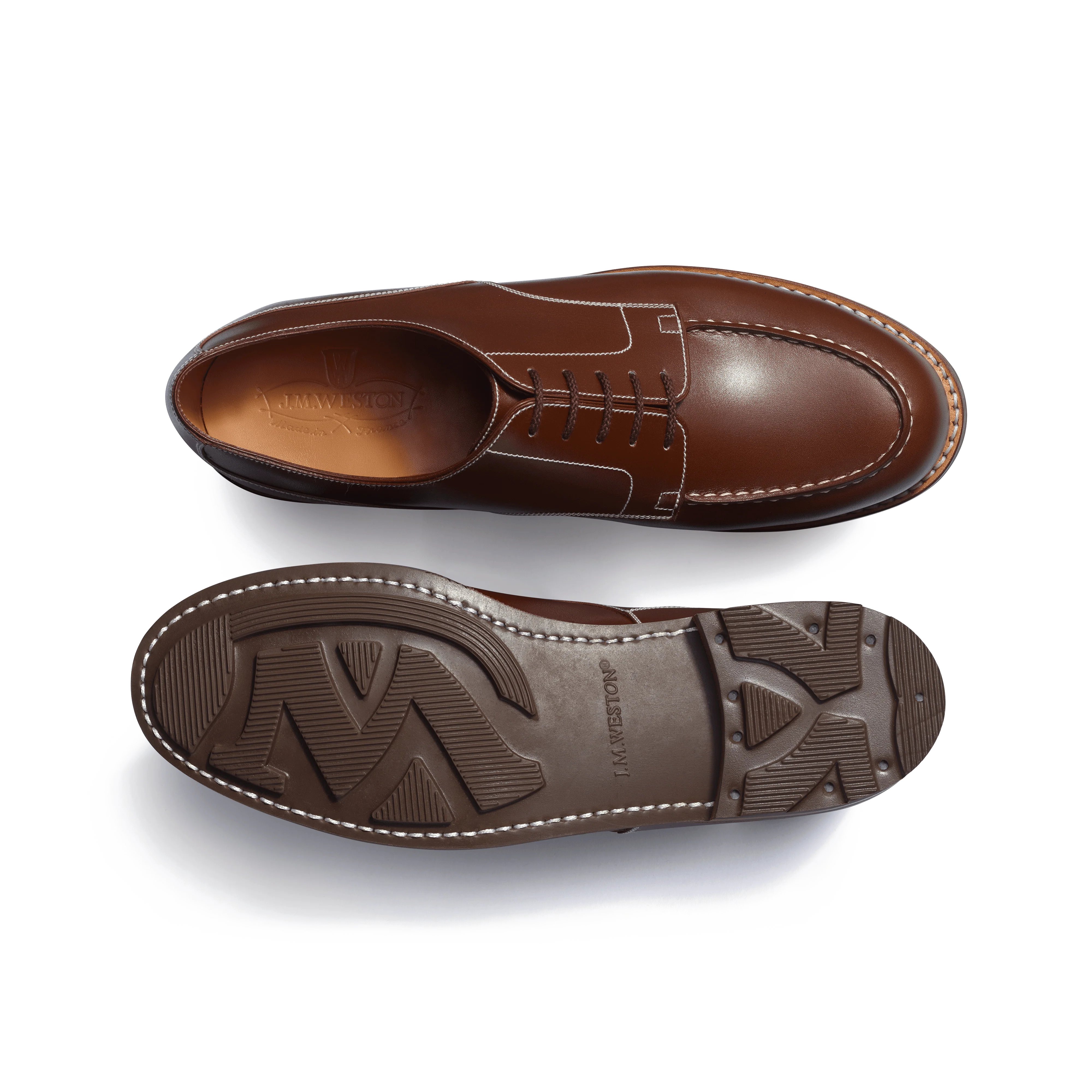 Derby Golf [homme cuir veau box bergeronnette piqûre contrastée écrue] - Image 4