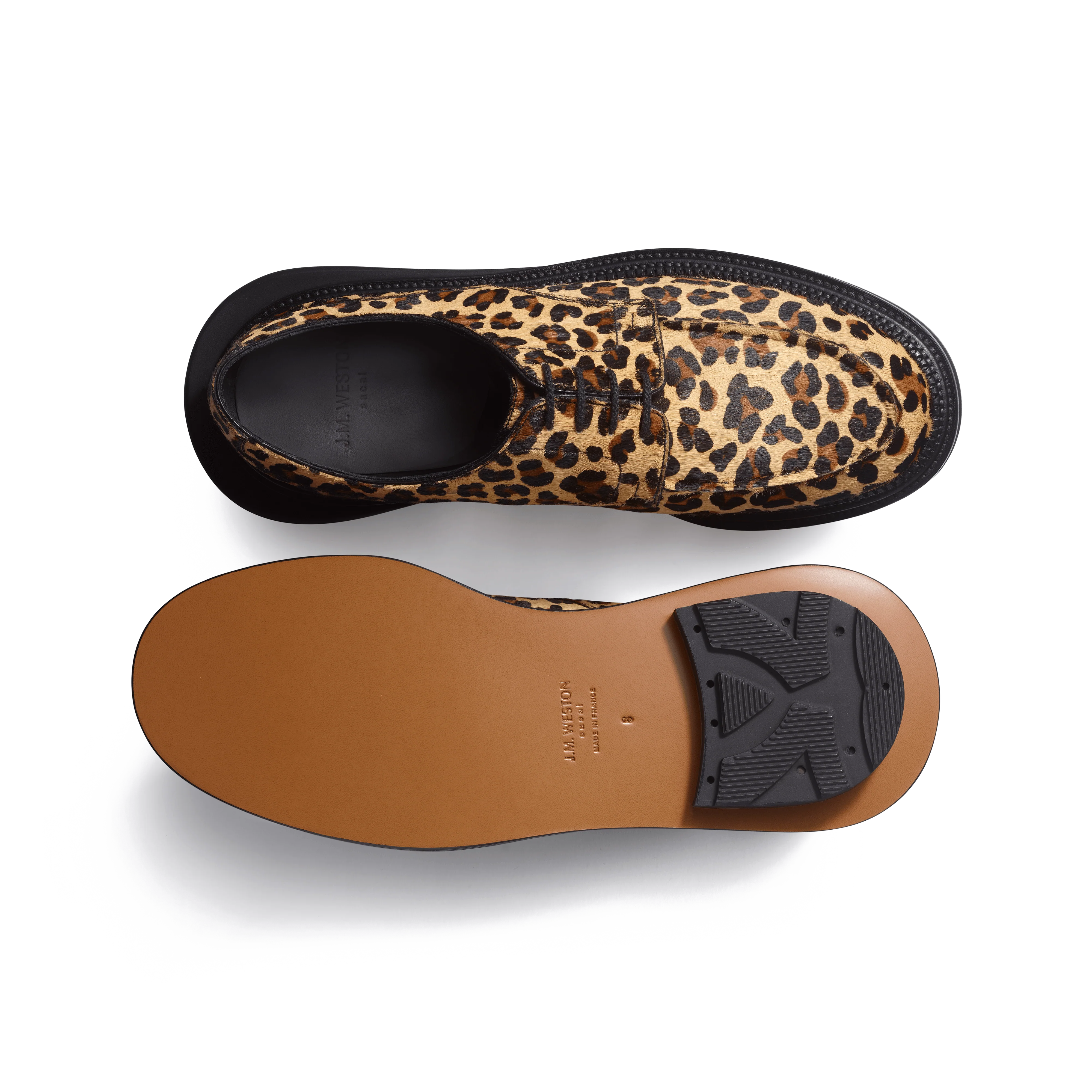 Derby Golf J.M. Weston x sacai [cuir de vachette avec poils motif Léopard] - Image 4