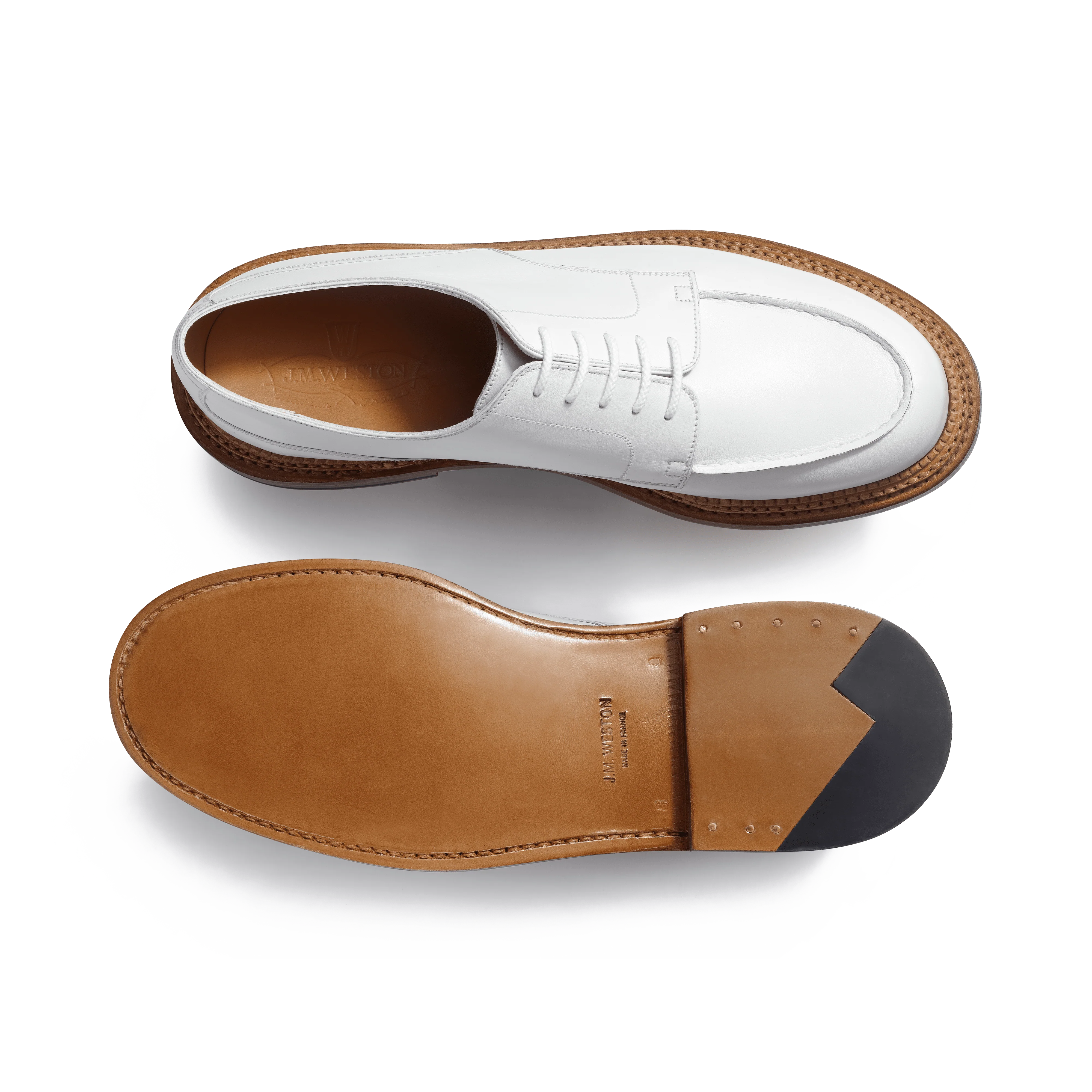 Derby Golf triple semelle [homme cuir lisse blanc] - Image 4