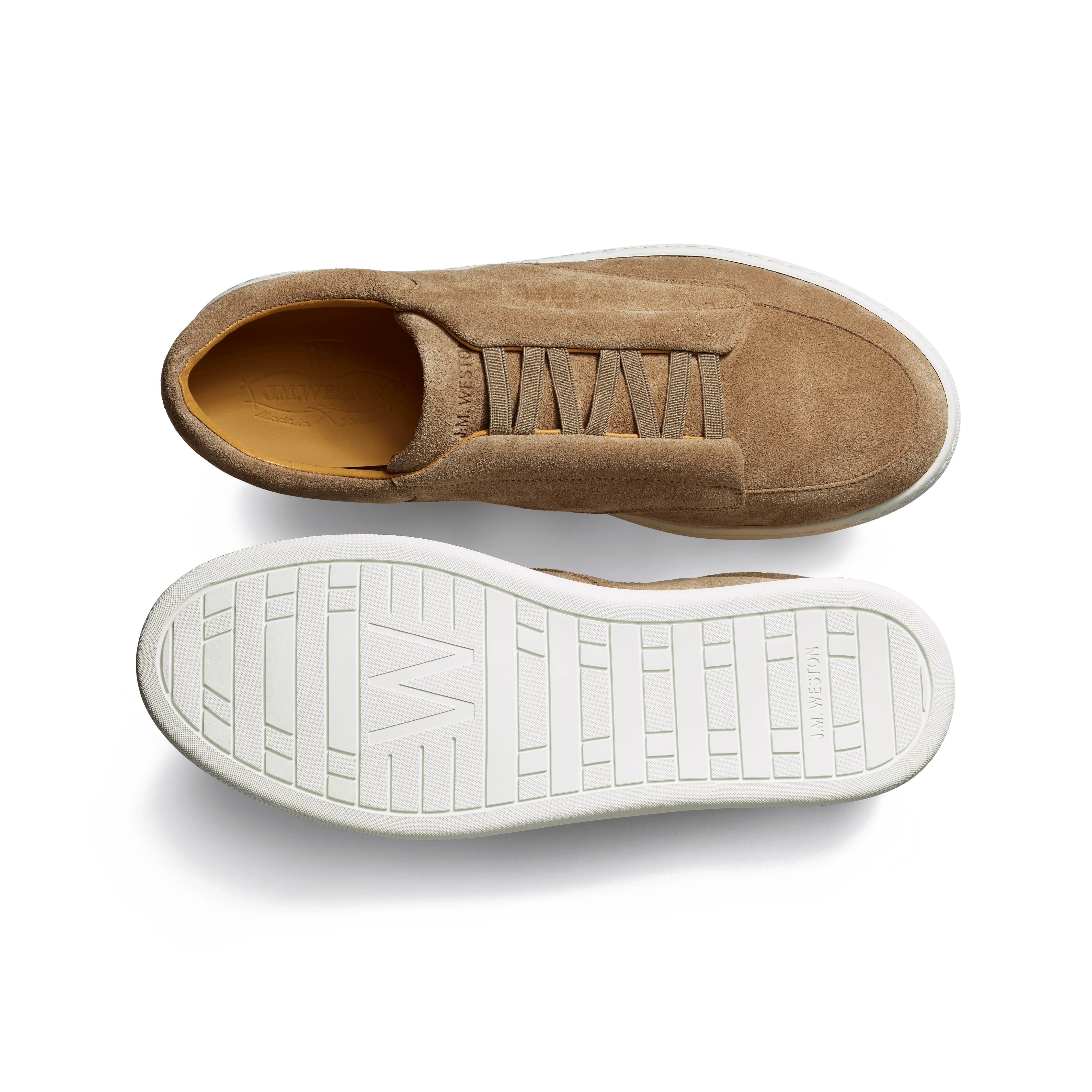Dress sneaker [basket cuir veau velours taupe] - Image 4