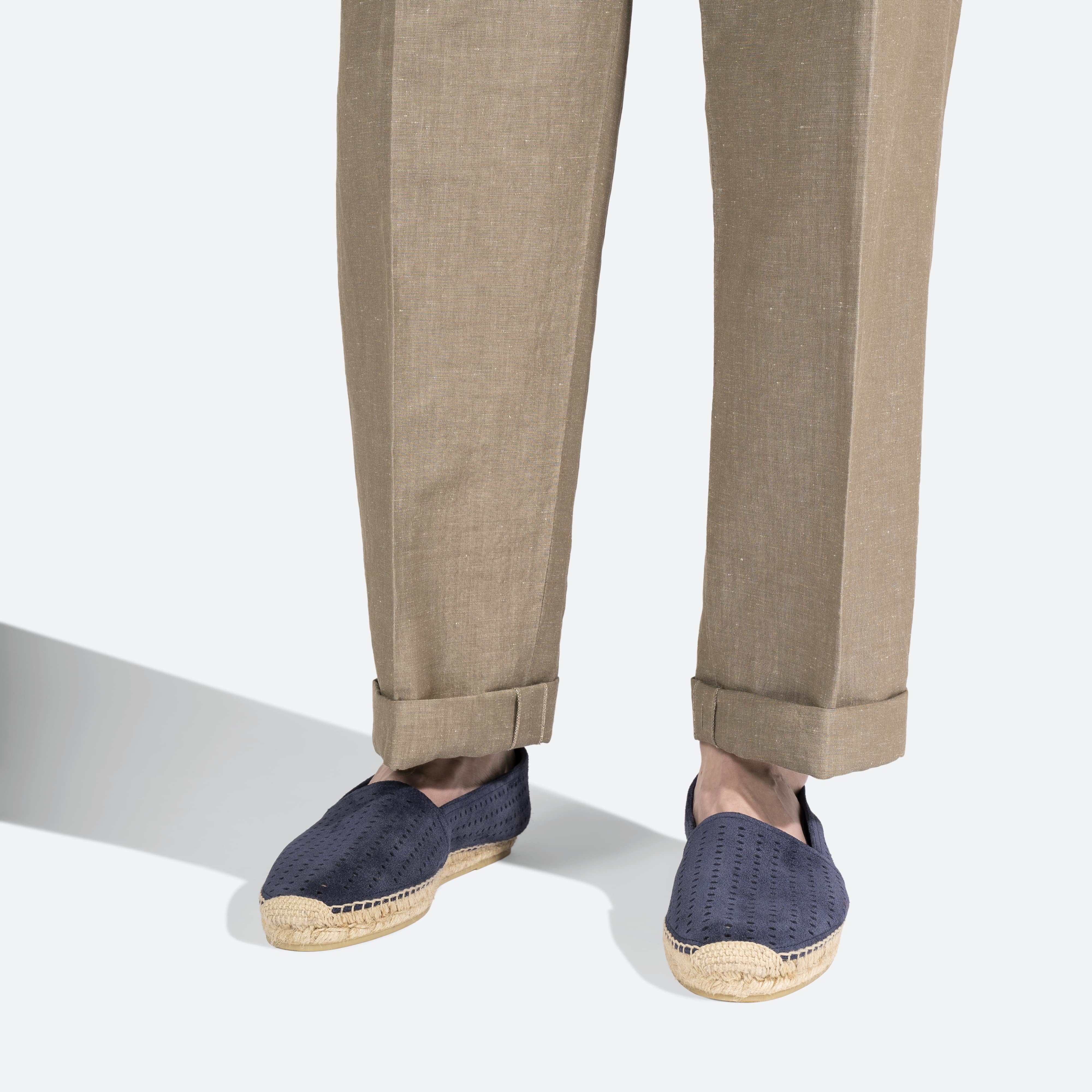 Espadrille Wait and Sea [homme cuir veau velours perforé marine] - Image 5