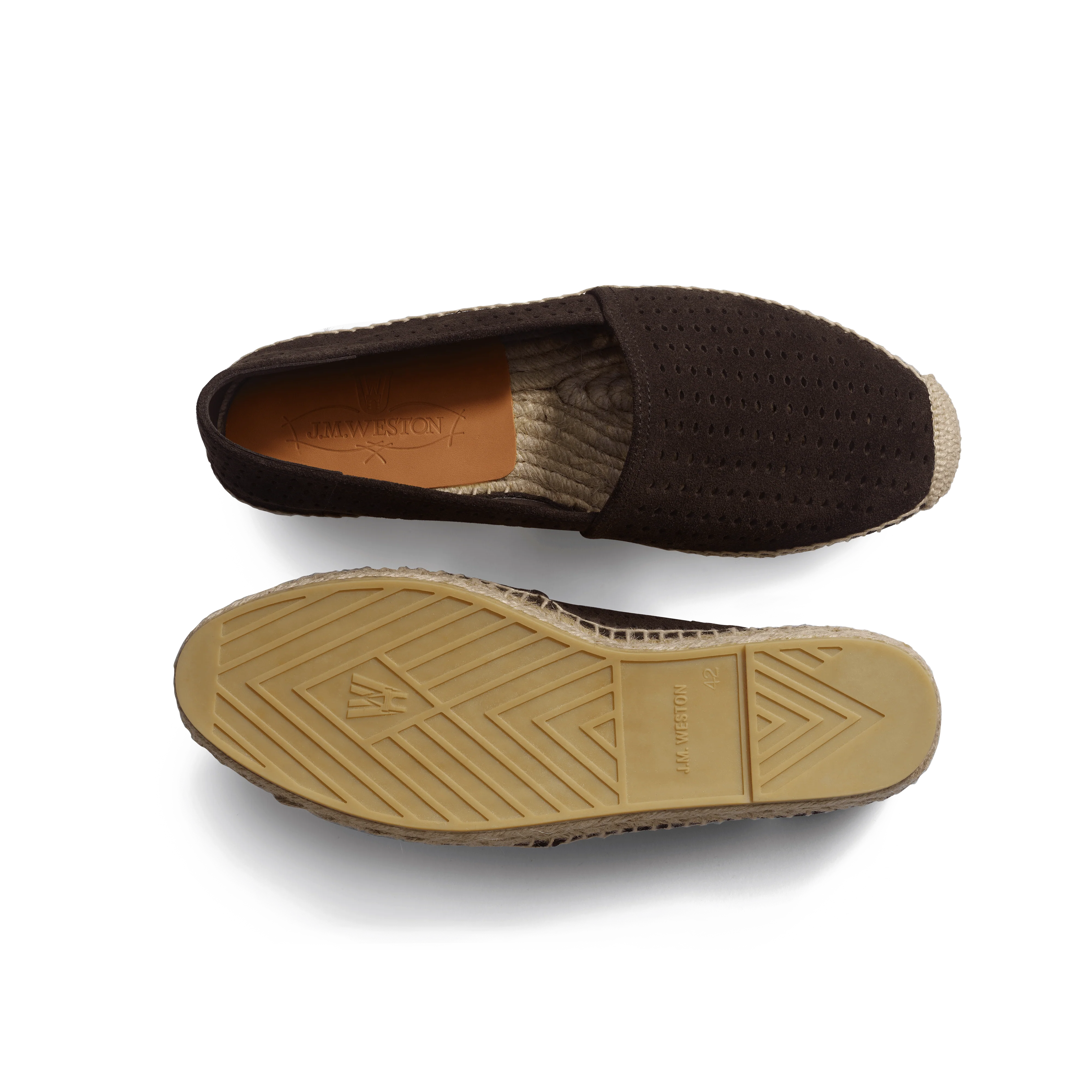 Espadrille Wait and Sea [homme cuir veau velours perforé marron] - Image 4