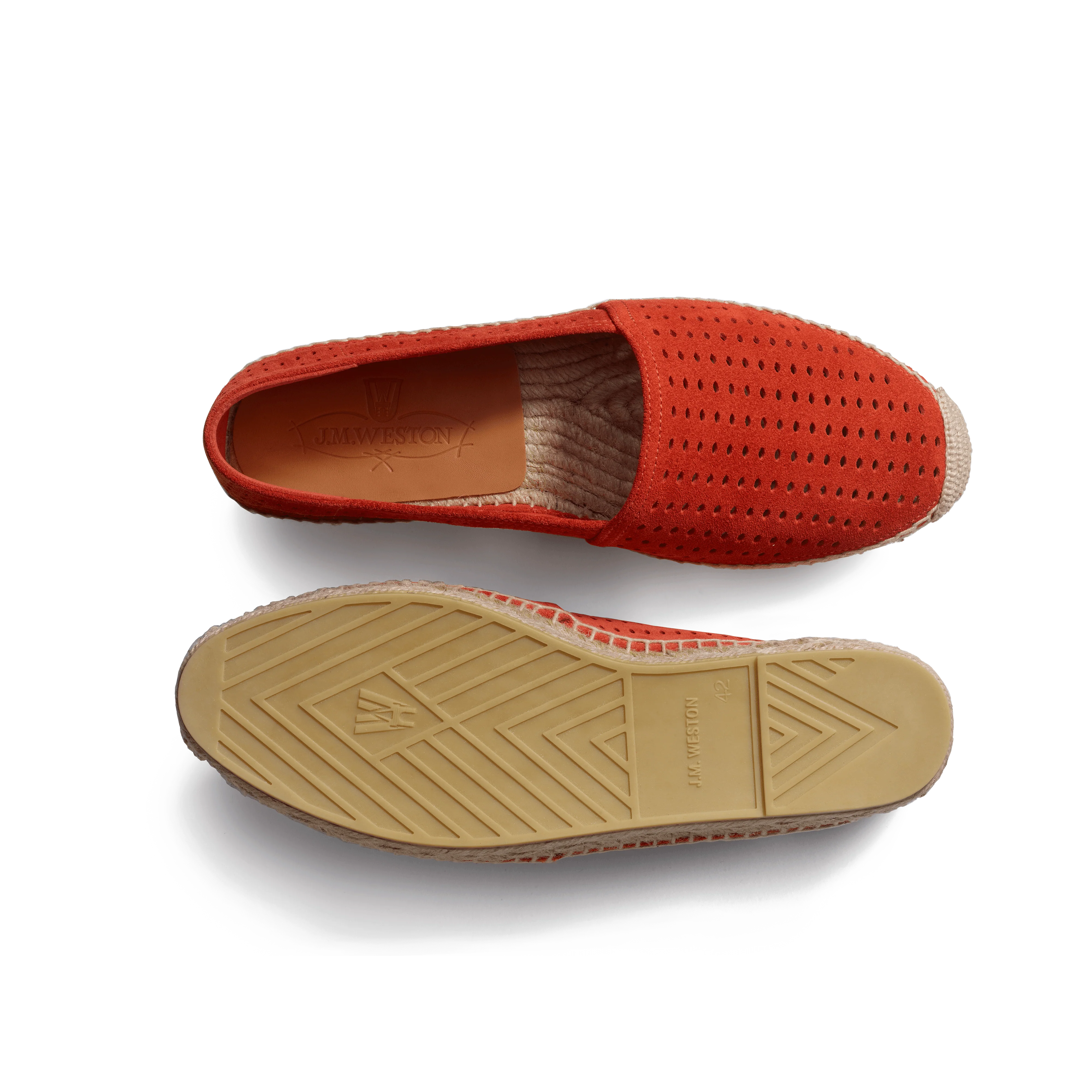 Espadrille Wait and Sea [homme cuir veau velours perforé orange] - Image 4