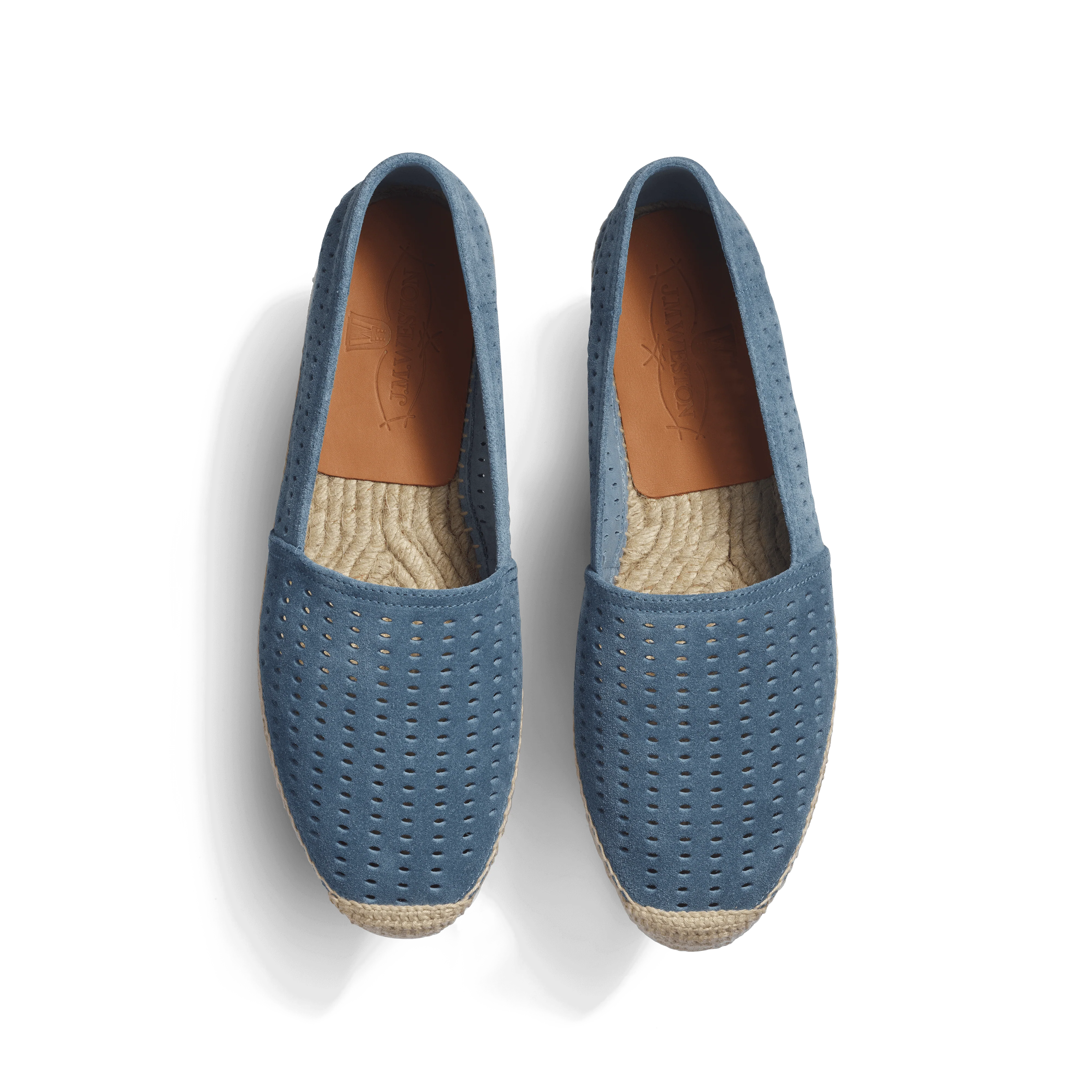 Espadrille Wait and Sea [homme cuir veau velours perforé bleu ciel] - Image 3