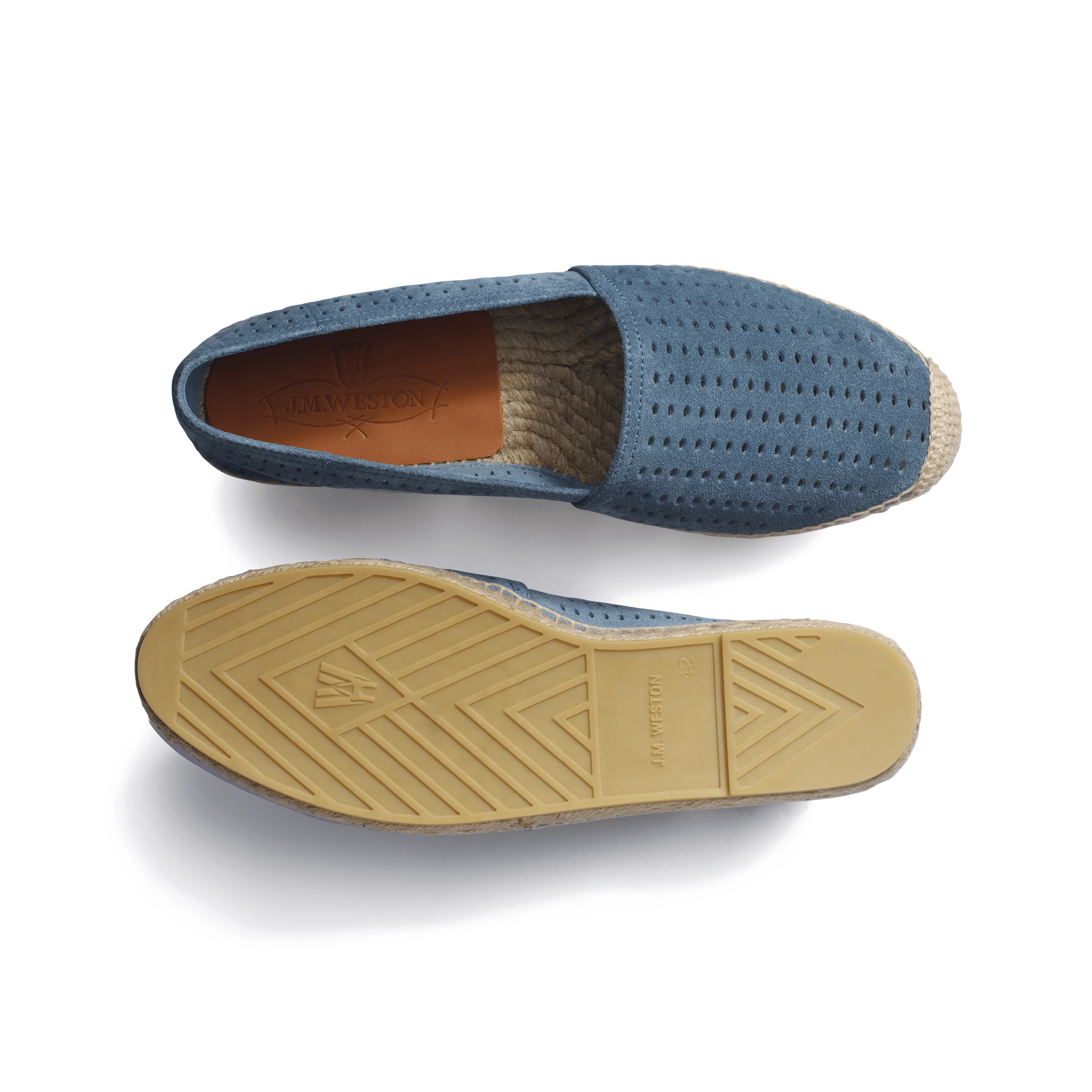 Espadrille Wait and Sea [homme cuir veau velours perforé bleu ciel] - Image 4