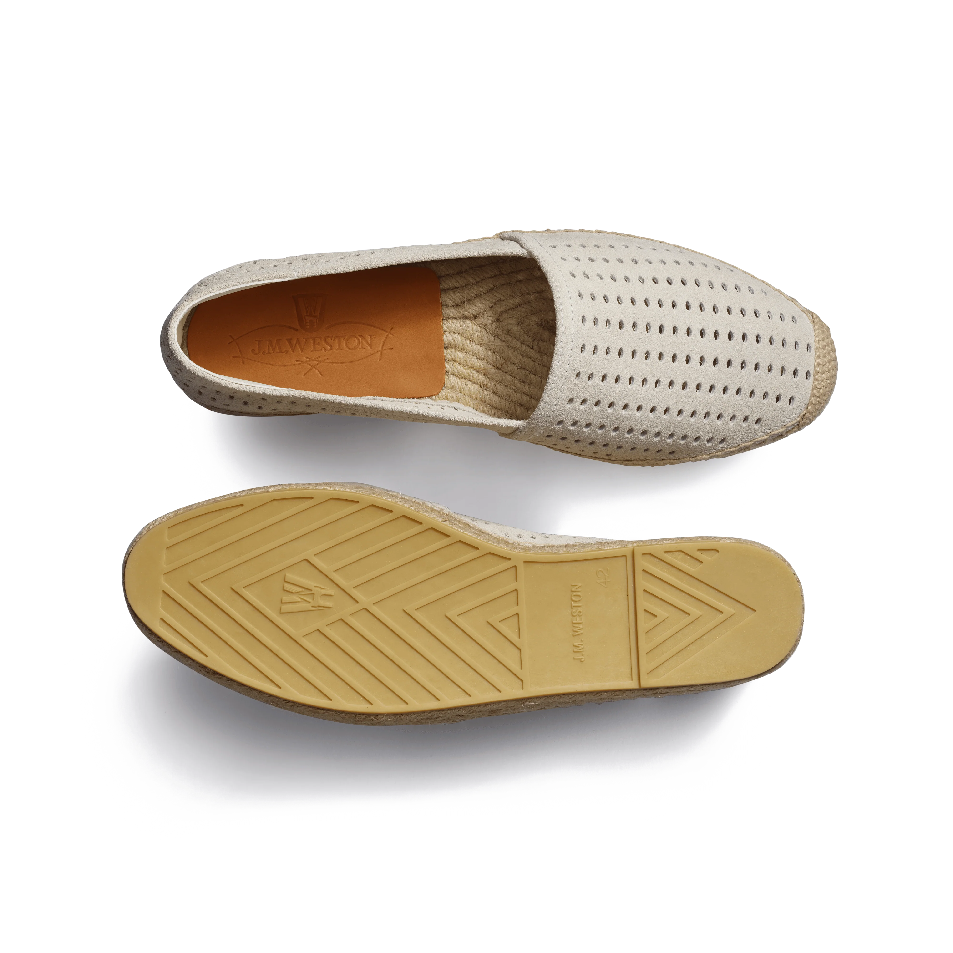Espadrille Wait and Sea [homme cuir veau velours perforé craie] - Image 4