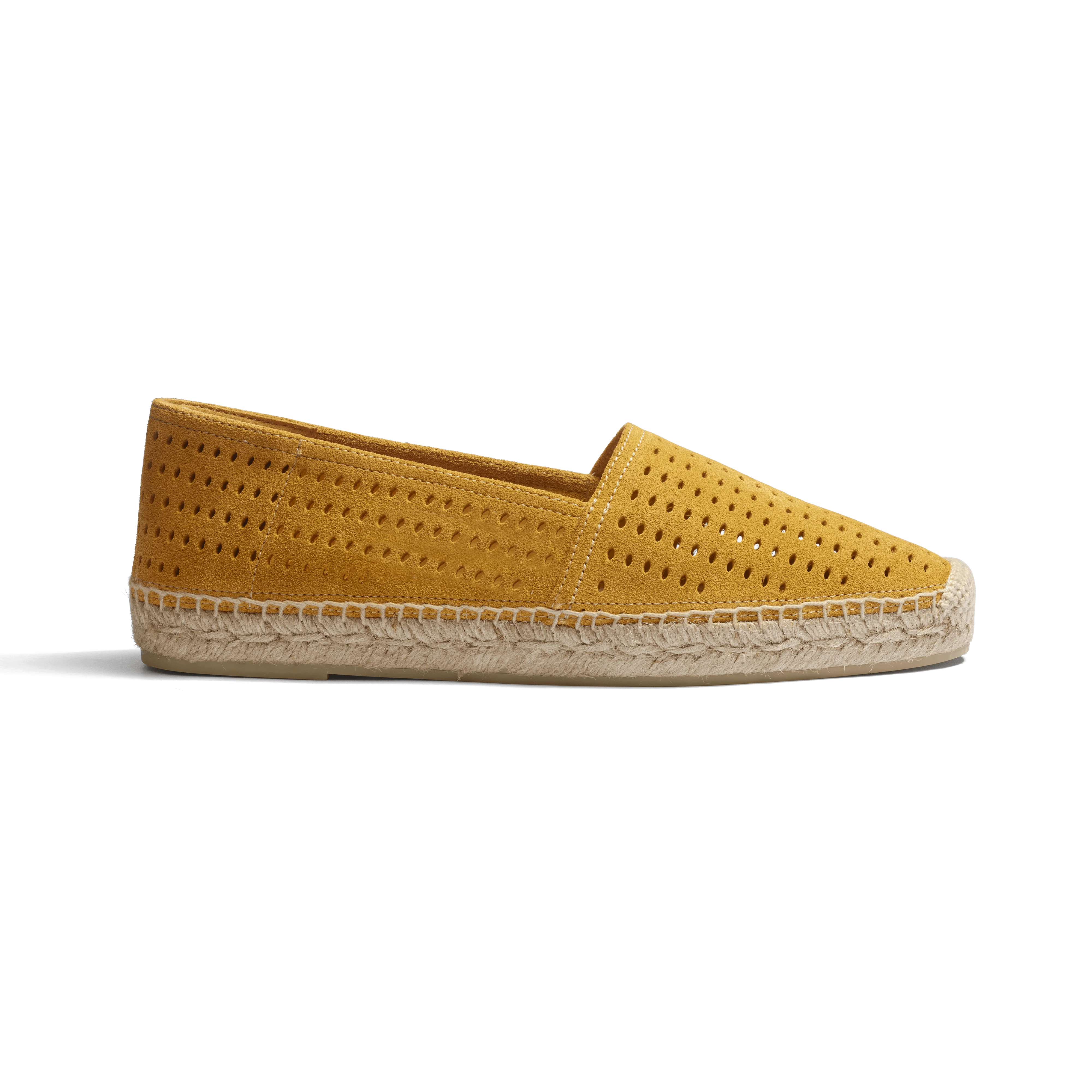 Espadrille Wait and Sea [homme cuir veau velours perforé jaune]