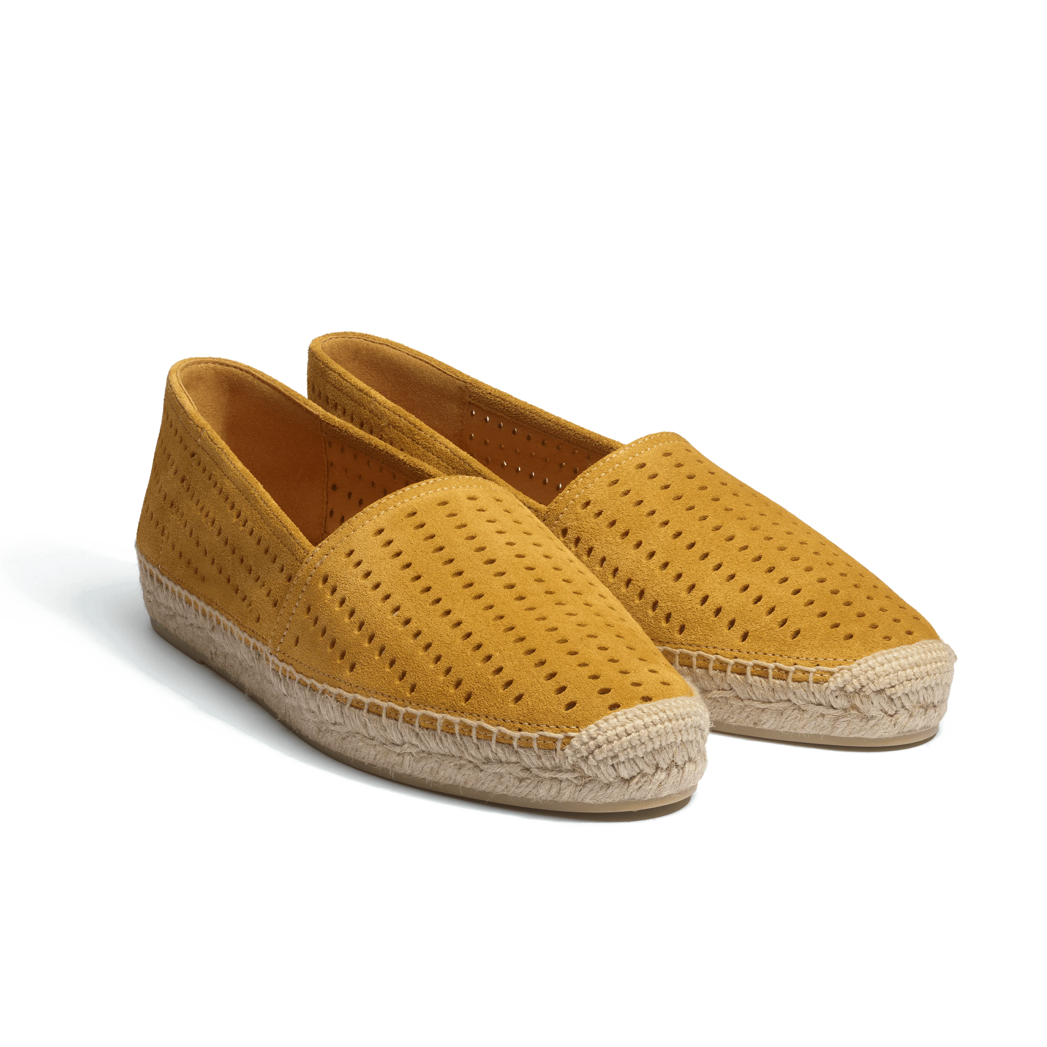 Espadrille Wait and Sea [homme cuir veau velours perforé jaune] - Image 2